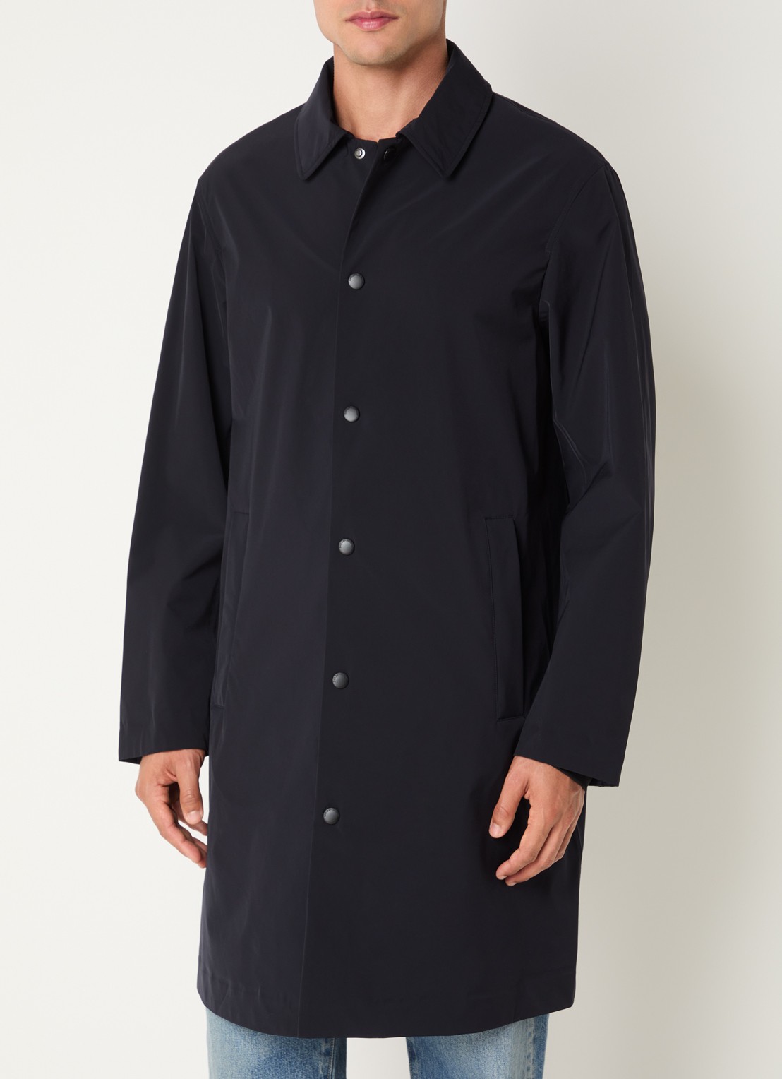 Armani Trenchcoat met ritszakken en kraag - detail 4 donkerblauw