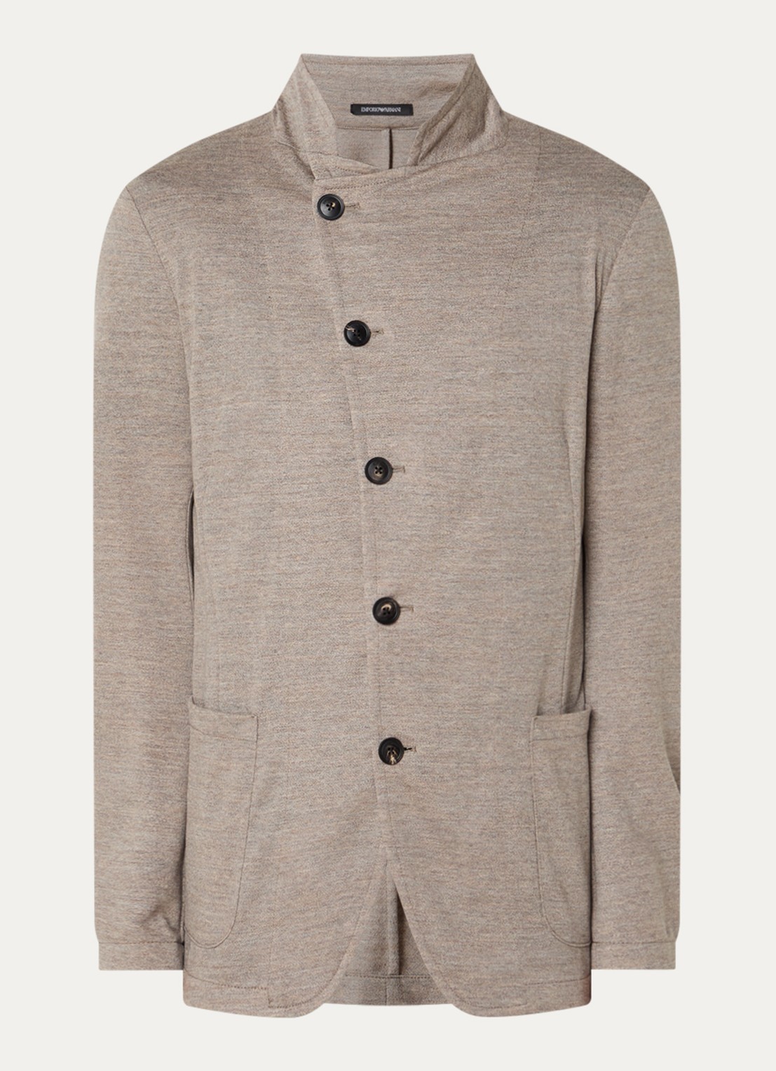 Armani Vest van scheerwol met gemêleerd dessin - voorkant 3 zand