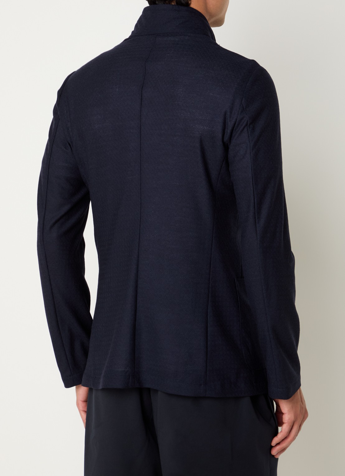Armani Vest van scheerwol met gemêleerd dessin - achterkant 3 donkerblauw