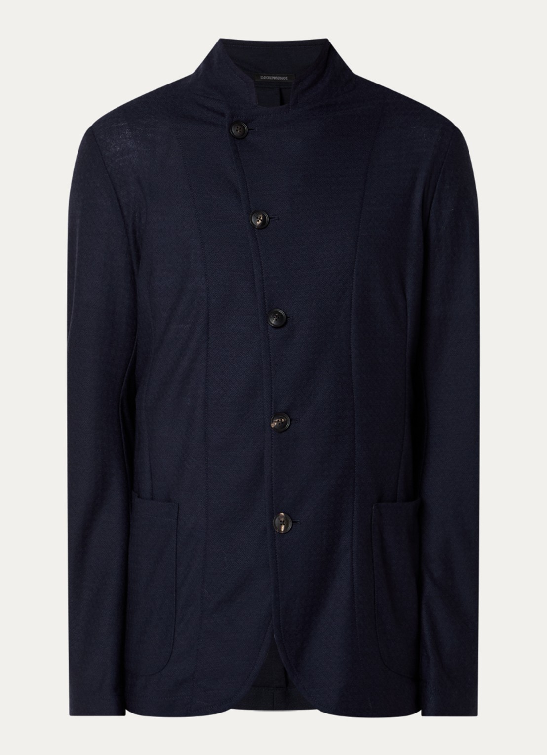 Armani Vest van scheerwol met gemêleerd dessin - voorkant donkerblauw
