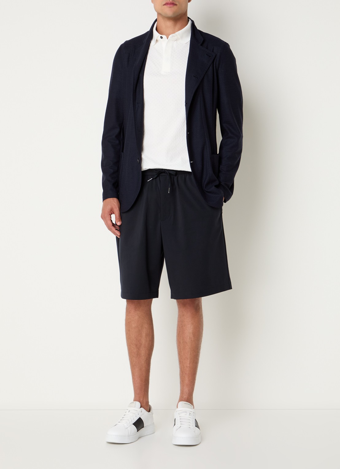 Armani Vest van scheerwol met gemêleerd dessin - voorkant 2 donkerblauw
