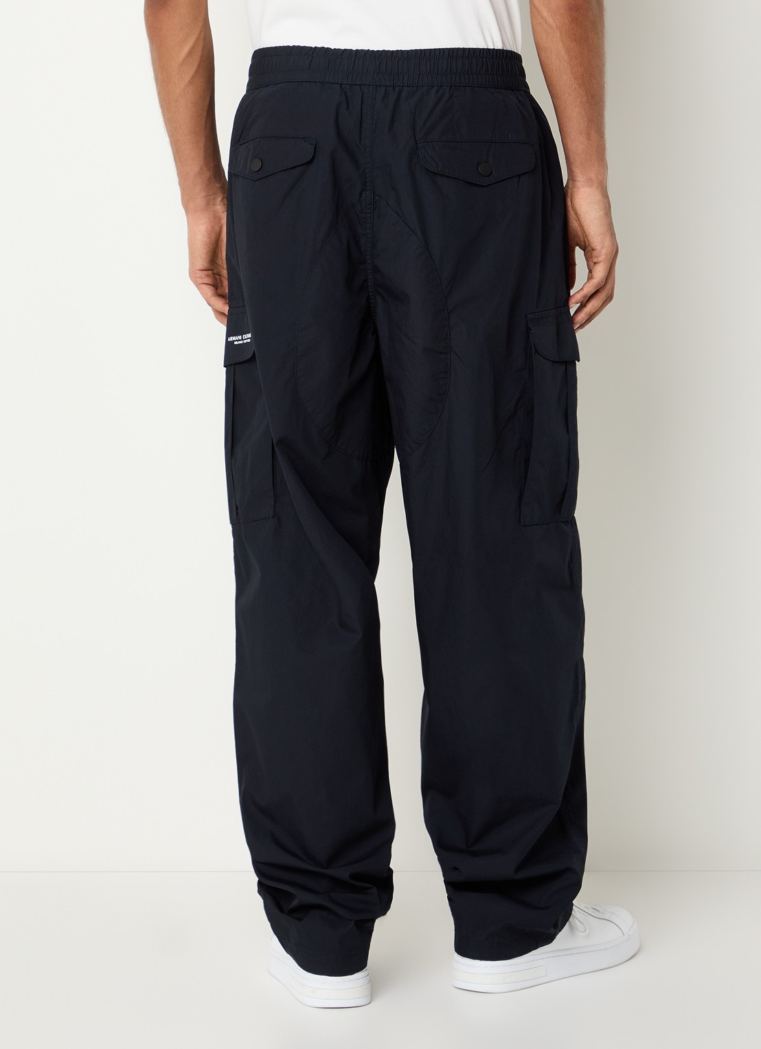 Armani Wide fit broek met steekzakken - achterkant donkerblauw