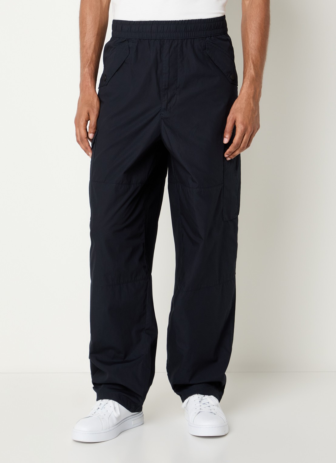 Armani Wide fit broek met steekzakken - detail 2 donkerblauw