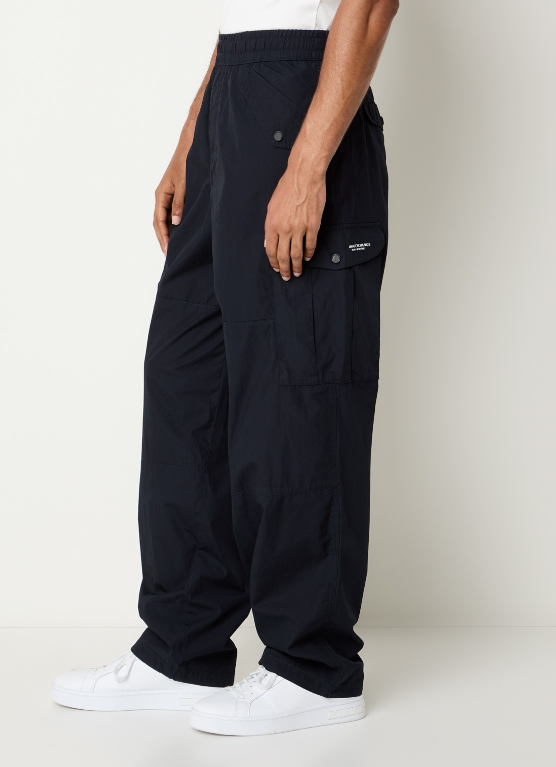 Armani Wide fit broek met steekzakken - detail 3 donkerblauw