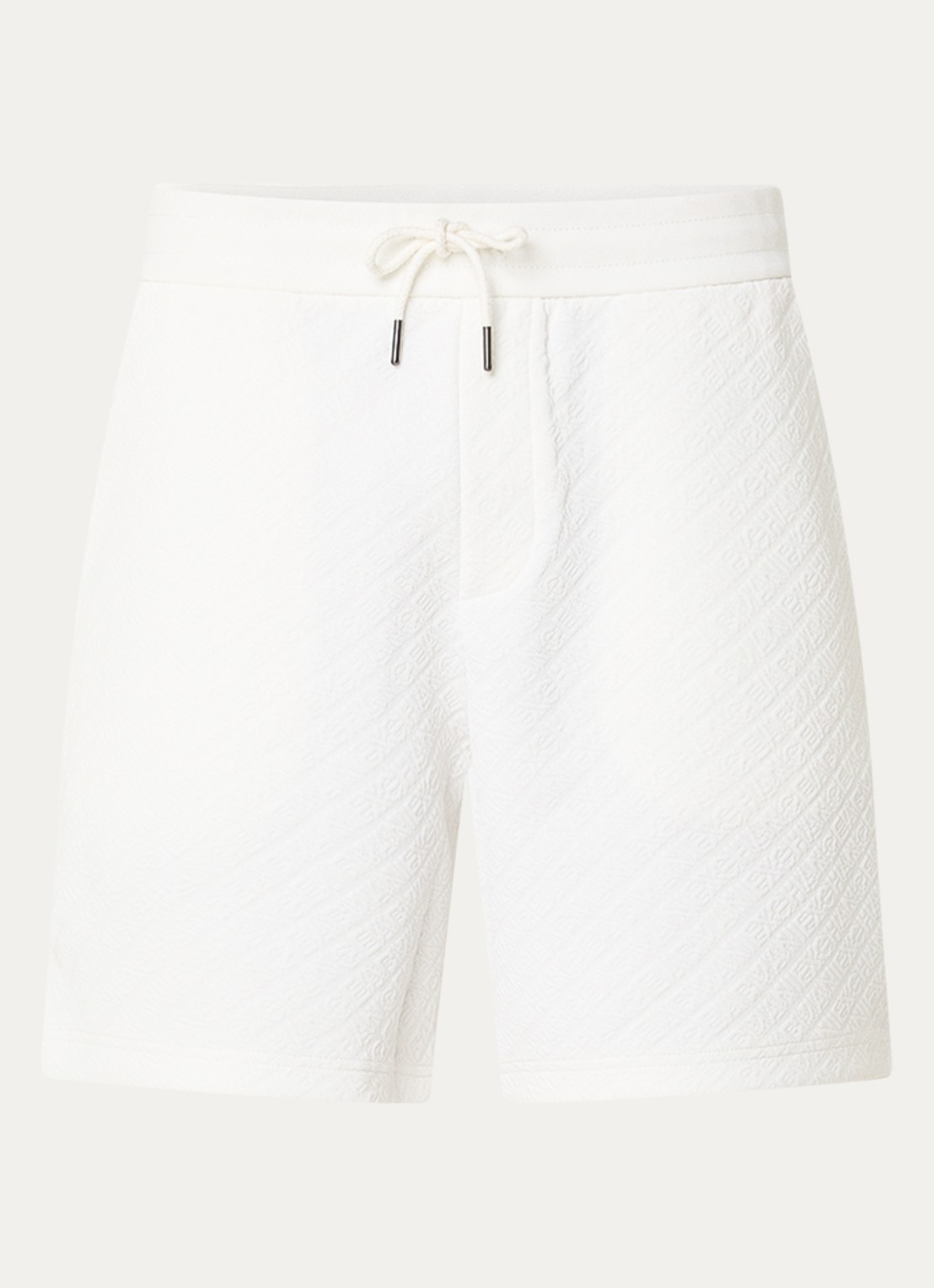 Armani Wide fit korte broek met steekzakken en structuur - voorkant 3 ivoor