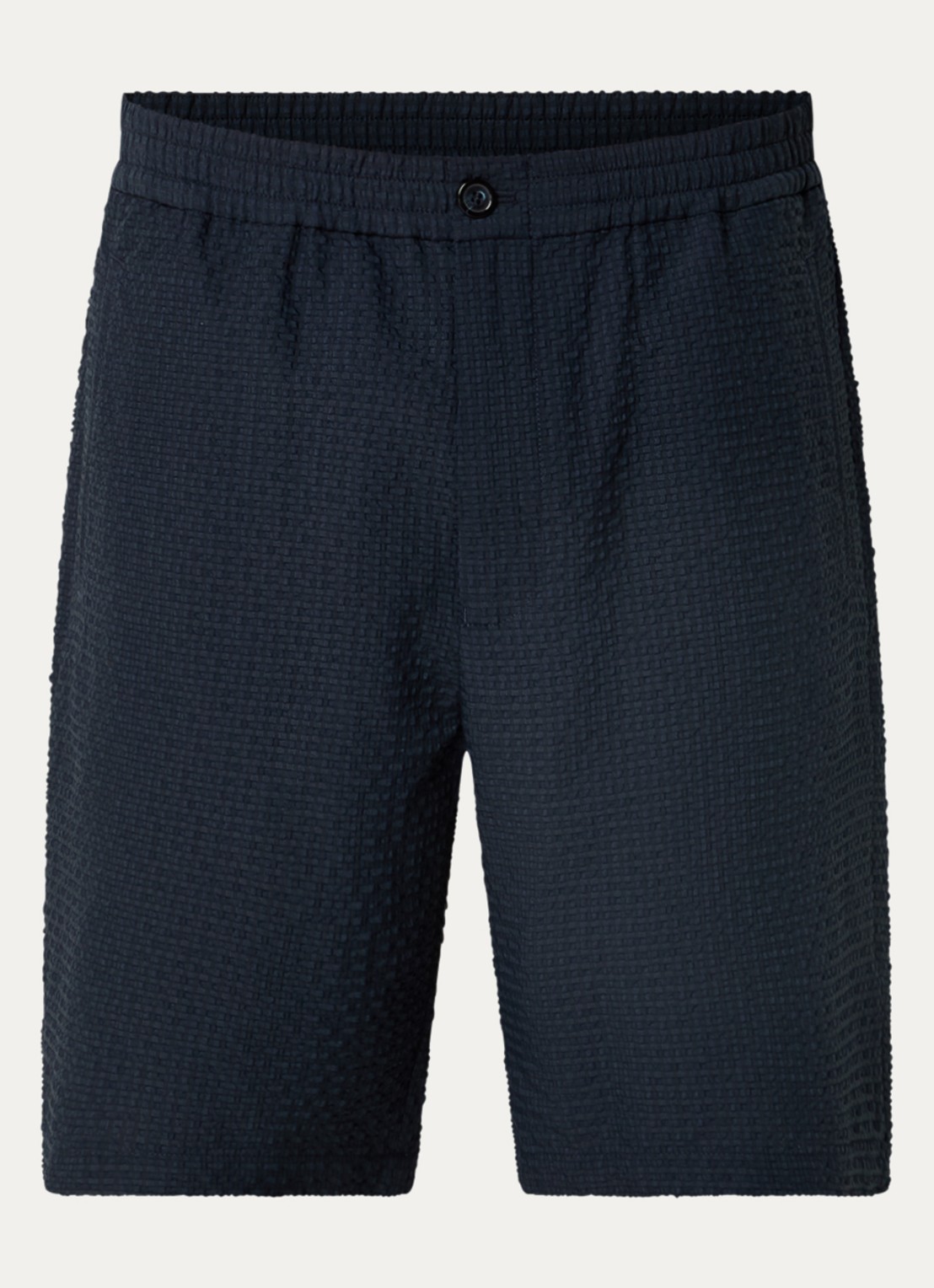 Armani Wide fit korte broek met structuur - voorkant 2 donkerblauw