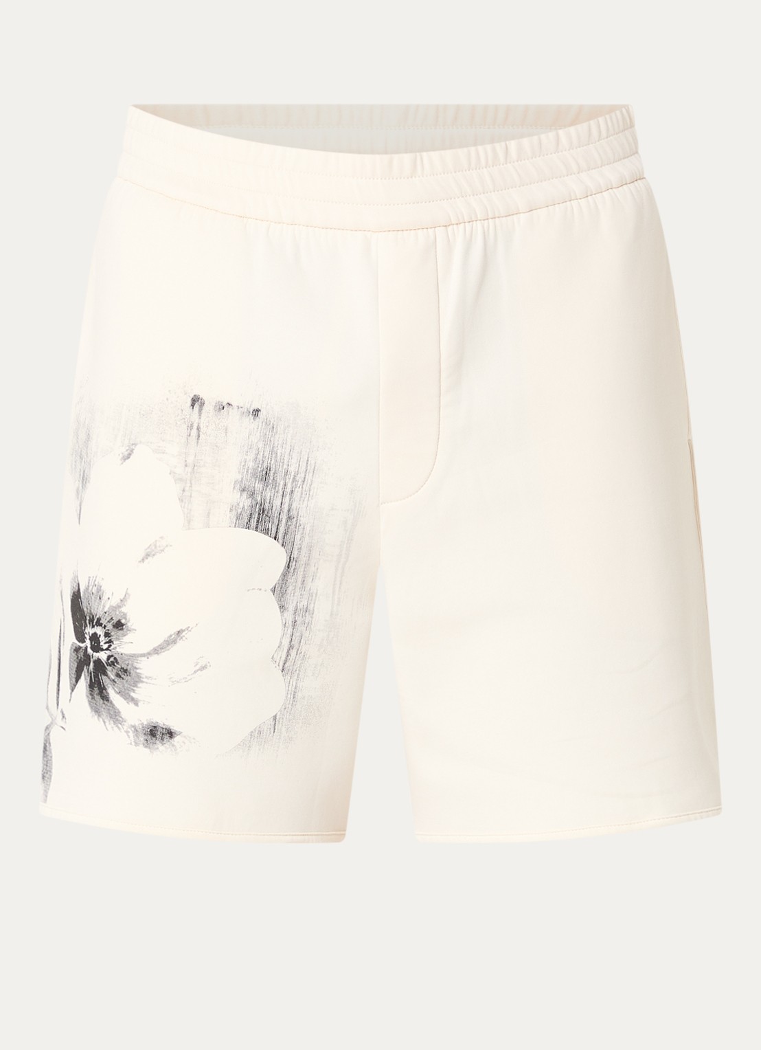 Armani Wide fit korte joggingbroek met print - voorkant gebroken wit