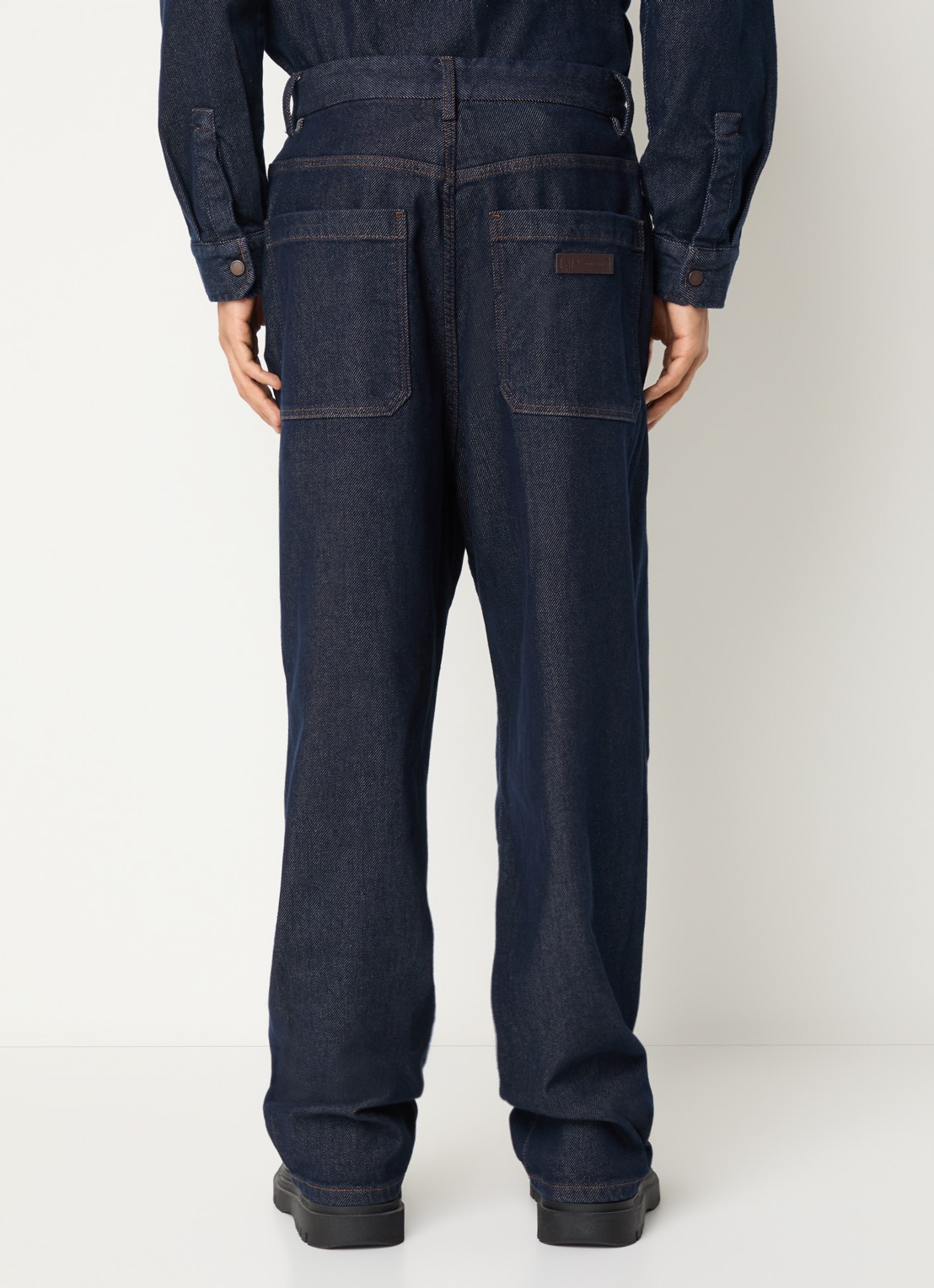 Armani Wide leg jeans met donkere wassing - achterkant indigo