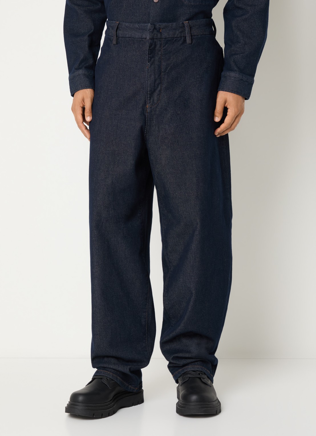 Armani Wide leg jeans met donkere wassing - detail 4 indigo