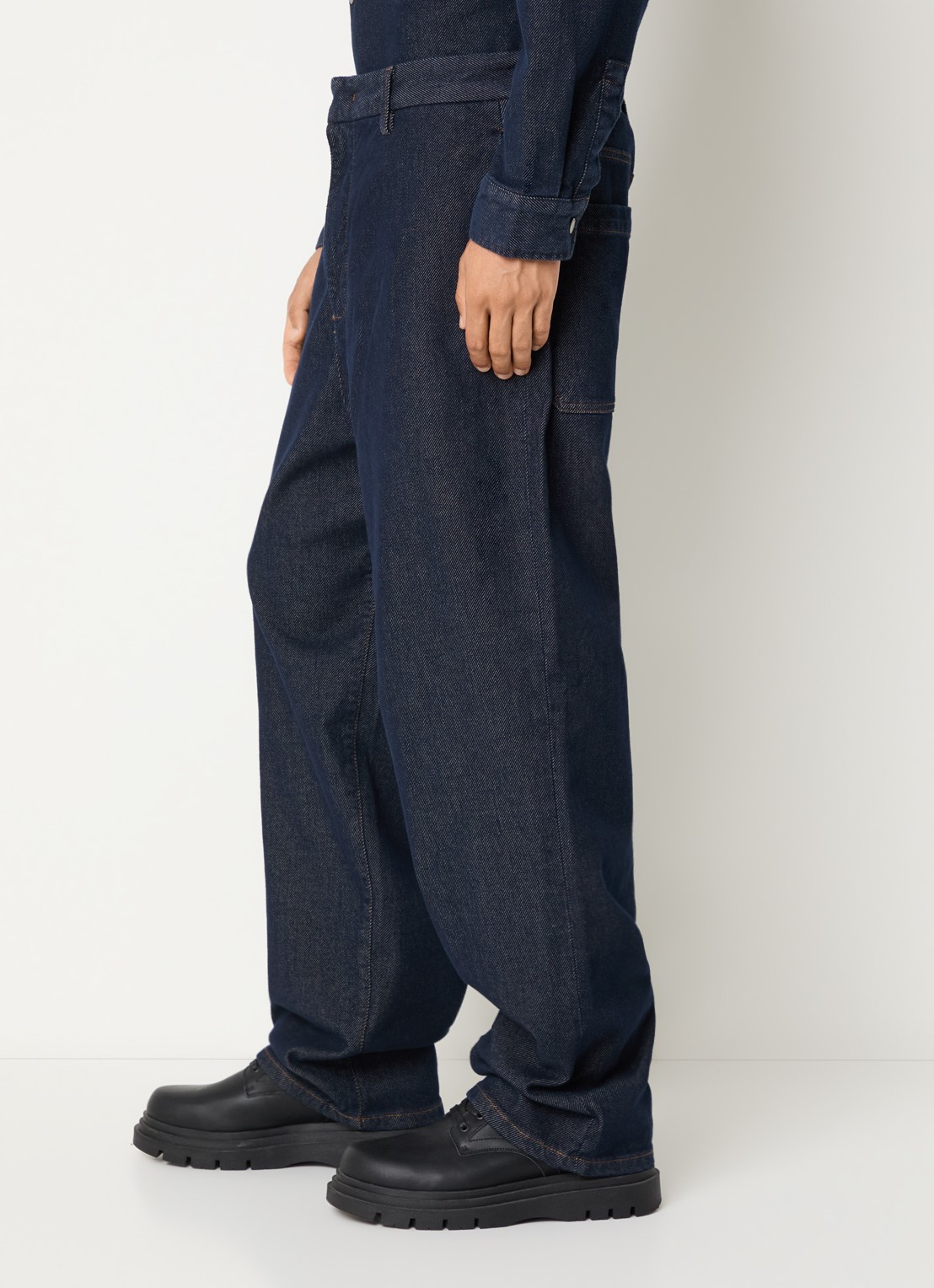 Armani Wide leg jeans met donkere wassing - detail 5 indigo