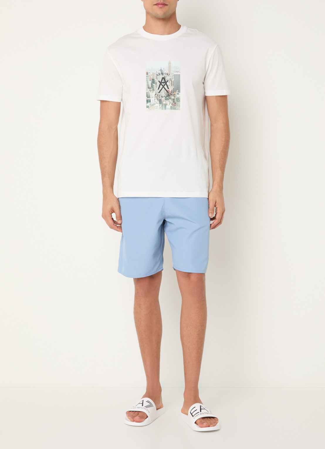 Armani Zwemshort met logo en steekzakken - voorkant 2 blauwgrijs
