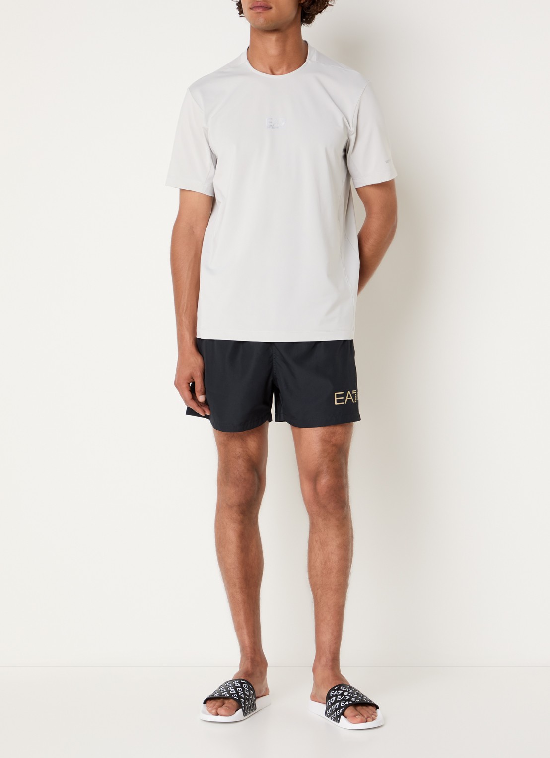 Armani Zwemshorts met logo en koordsluiting - voorkant 4 zwart