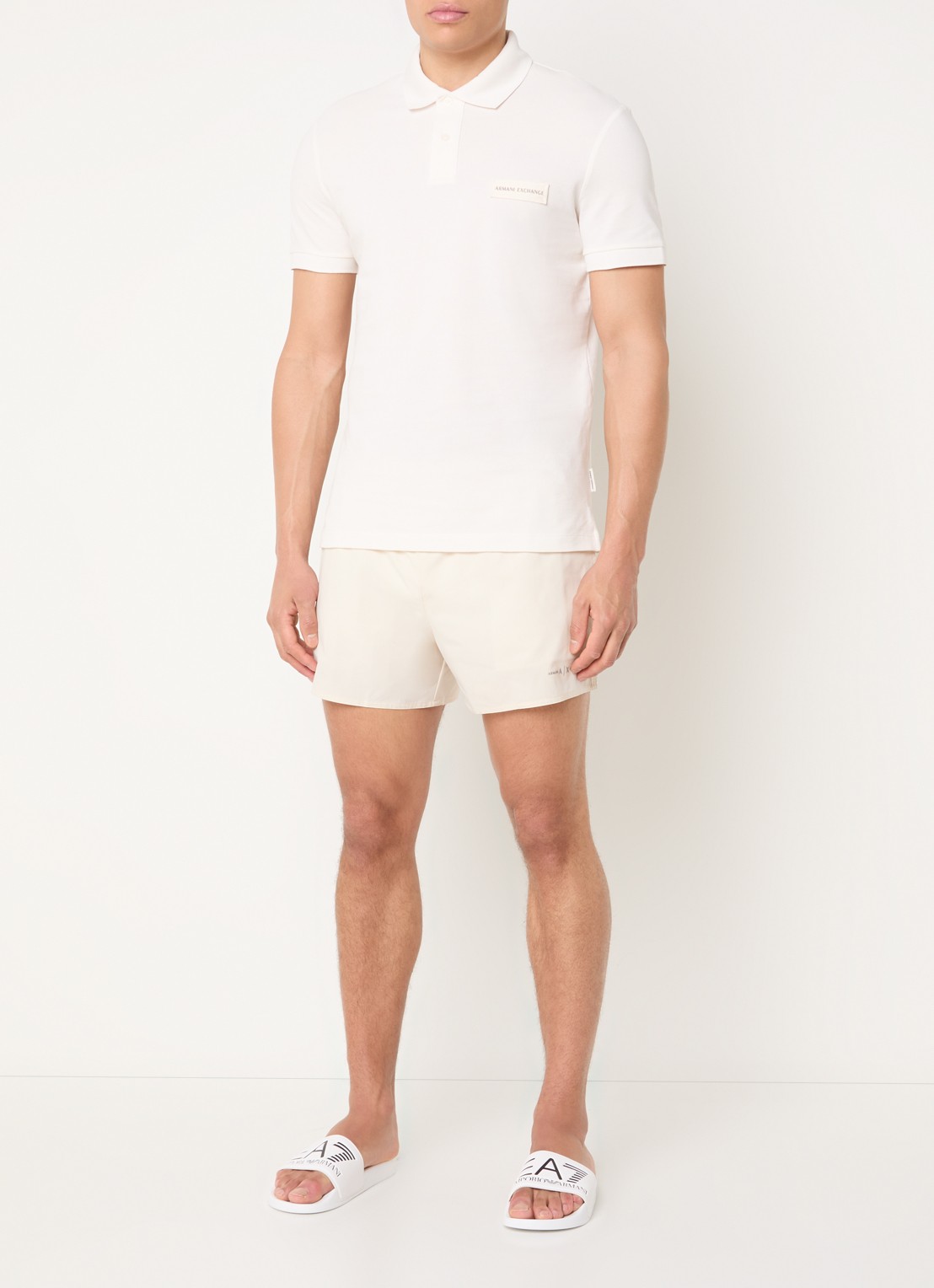 Armani Zwemshorts met logoprint en steekzakken - voorkant 4 creme