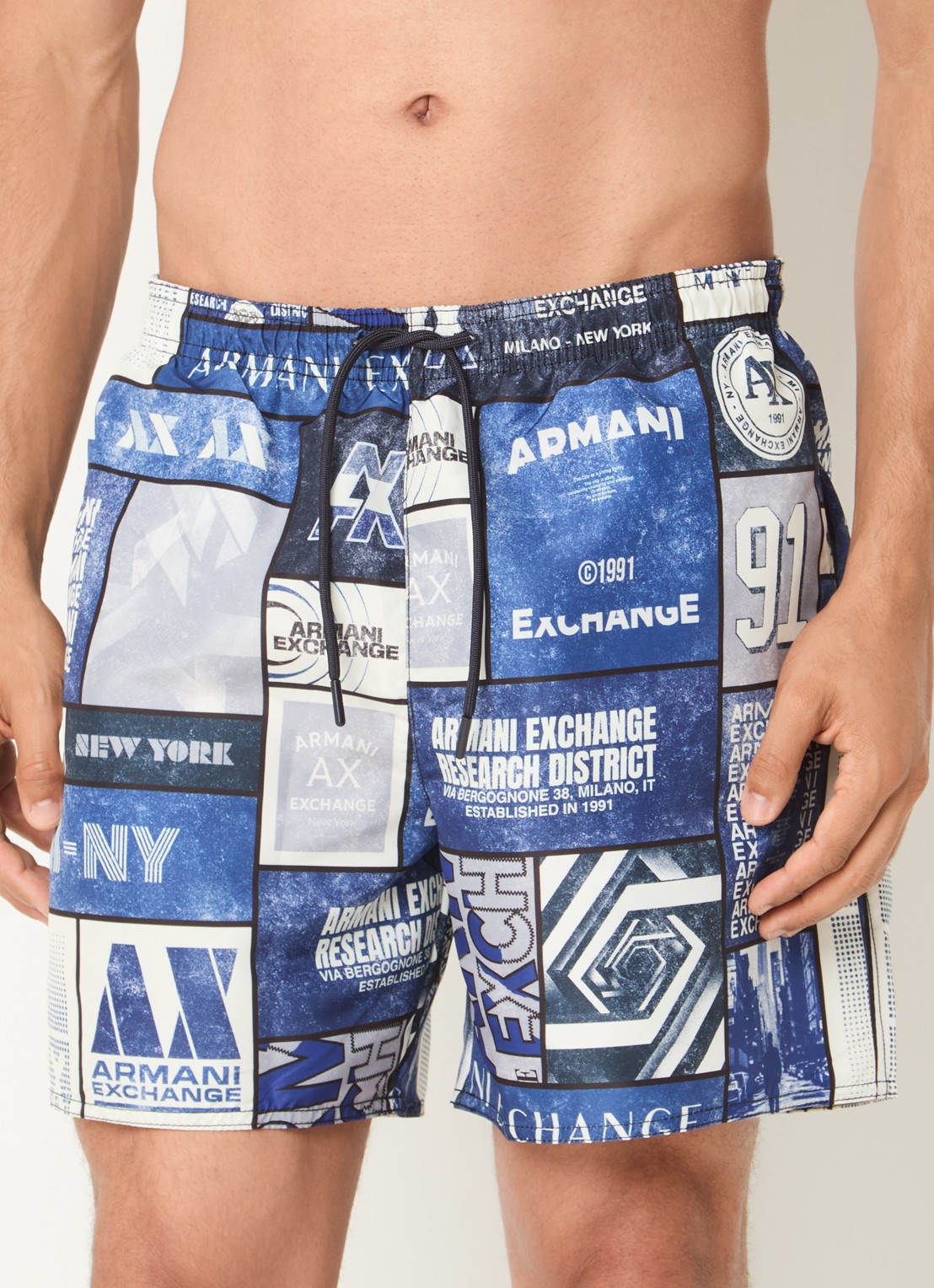 Armani Zwemshorts met print - detail 4 blauw