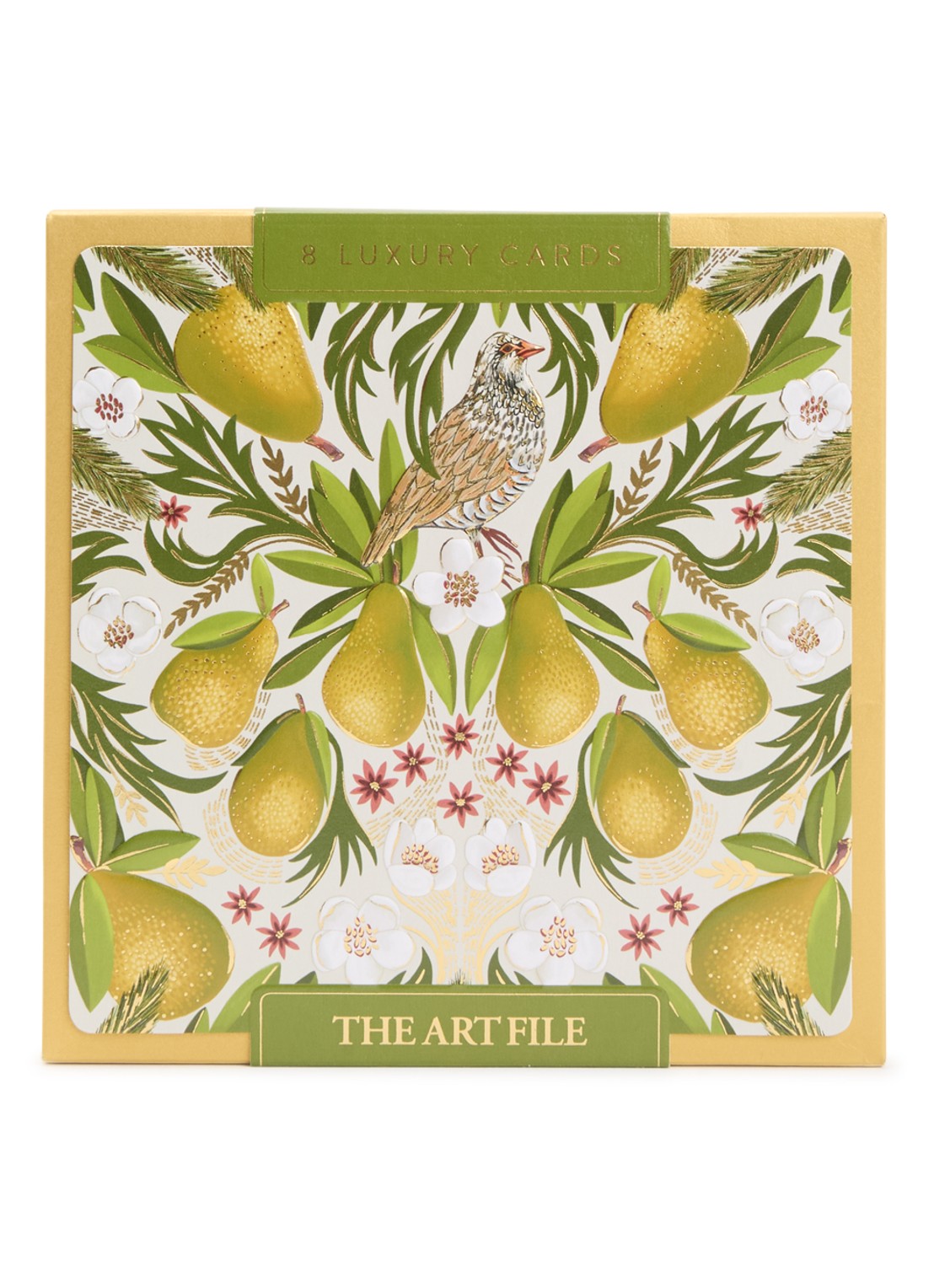 Art Group Christmas Pears kerstkaart - set van 8 inclusief enveloppen - voorkant groen
