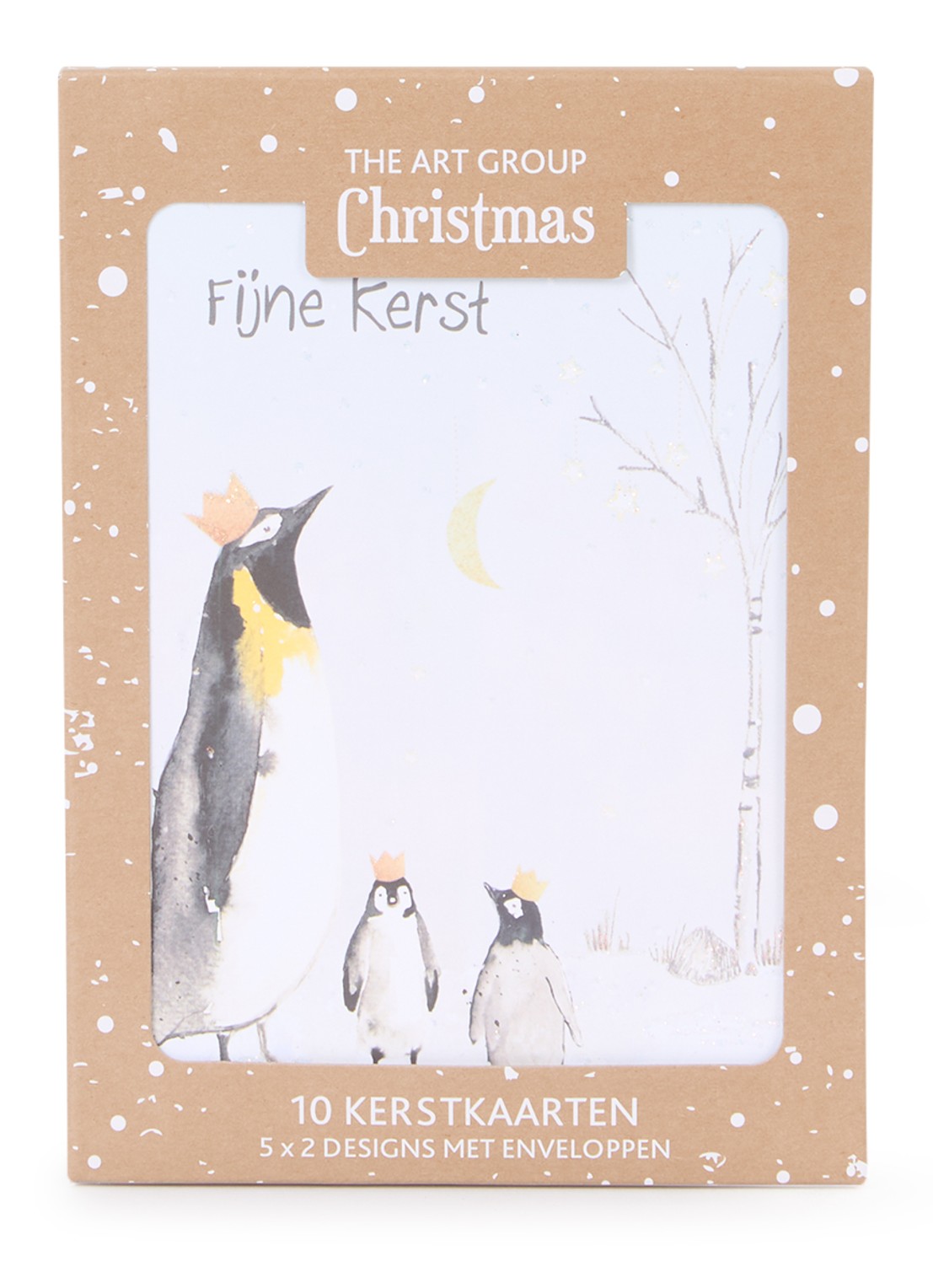 Art Group Dieren - 2 designs - kerstkaart met envelop - set van 10 - voorkant wit