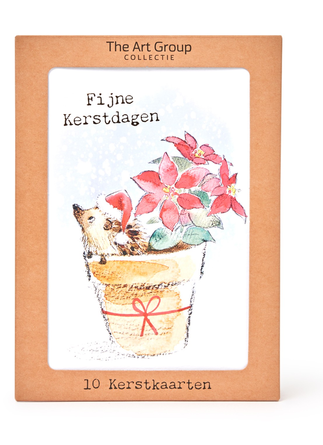 Art Group Egel - 1 design - kerstkaart met envelop - set van 10 - voorkant rood