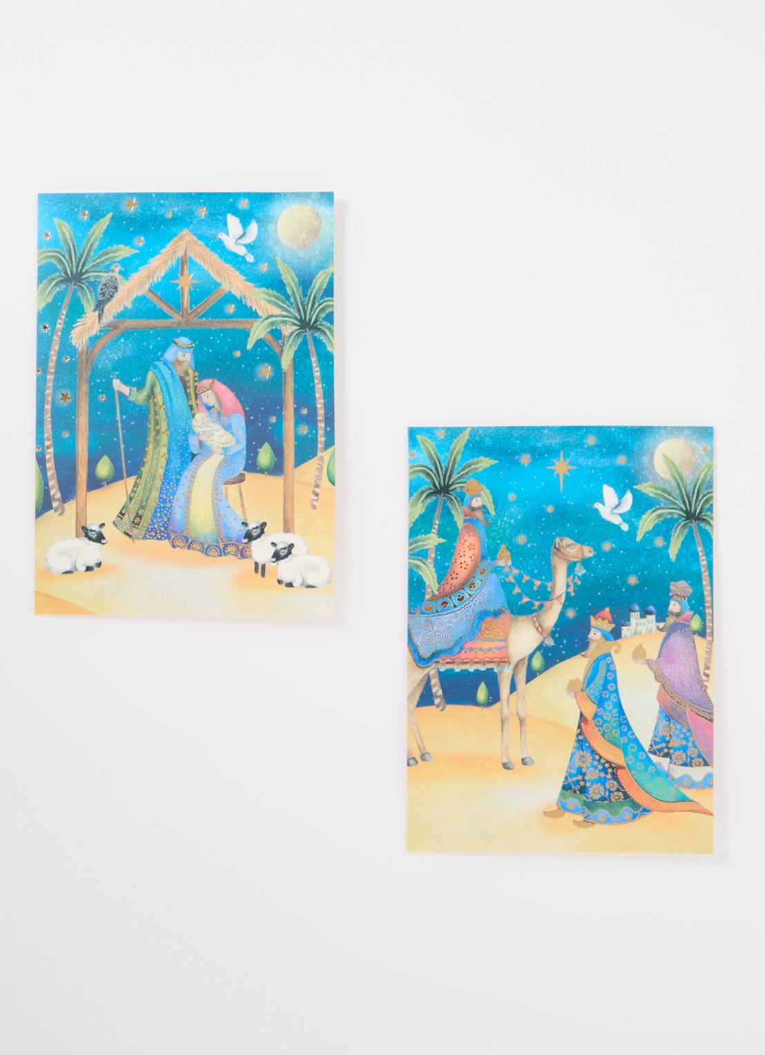 Art Group Goede doelen - 2 designs - kerstkaart met envelop - set van 10 - voorkant 2 blauw