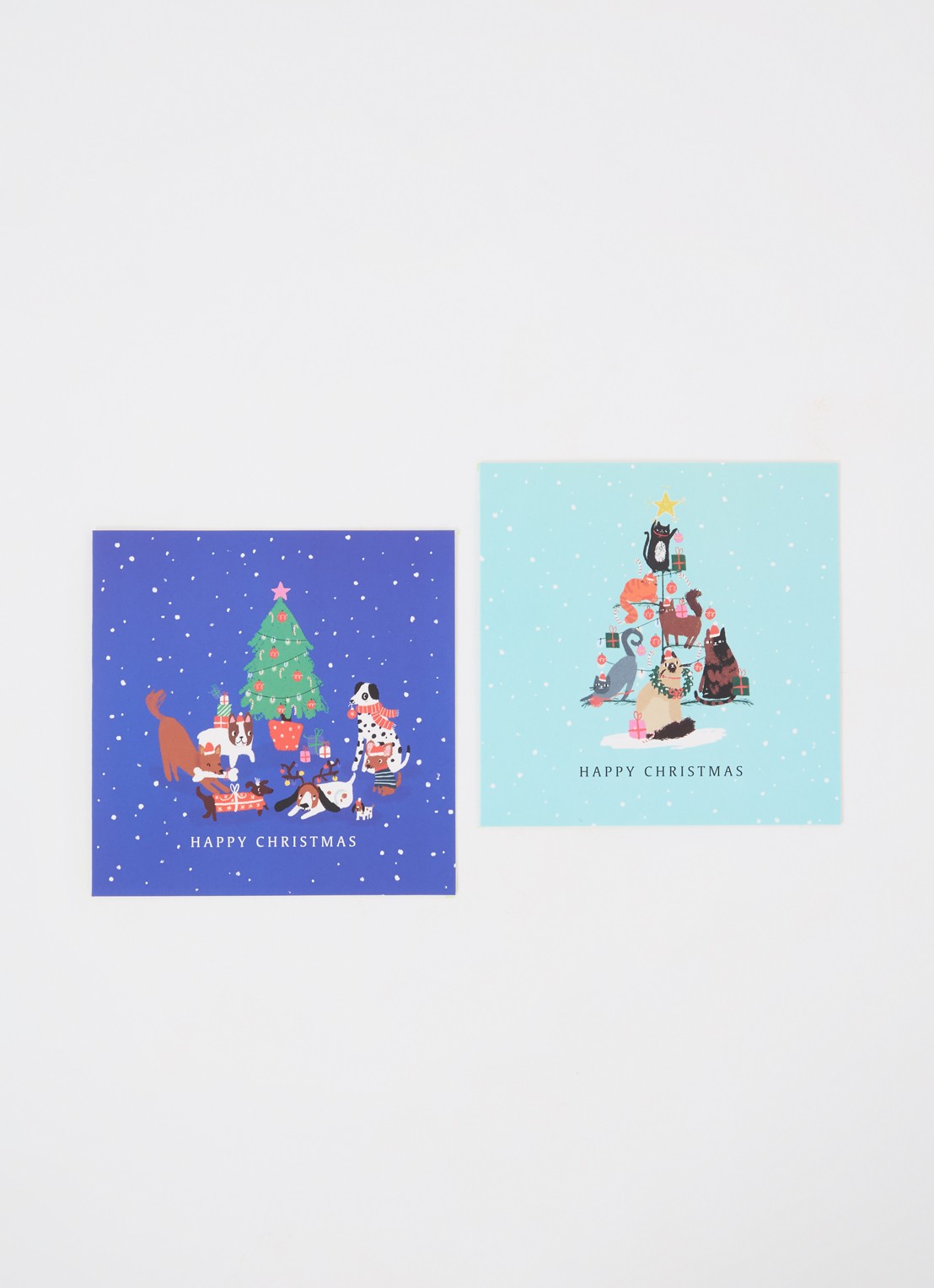 Art Group Honden bij de kerstboom kerstkaart - 2 designs - set van 10 inclusief enveloppen - detail multicolor