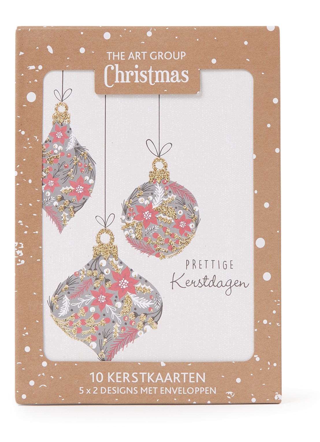 Art Group Kerst - 2 designs - kerstkaart met envelop - set van 10 - voorkant goud