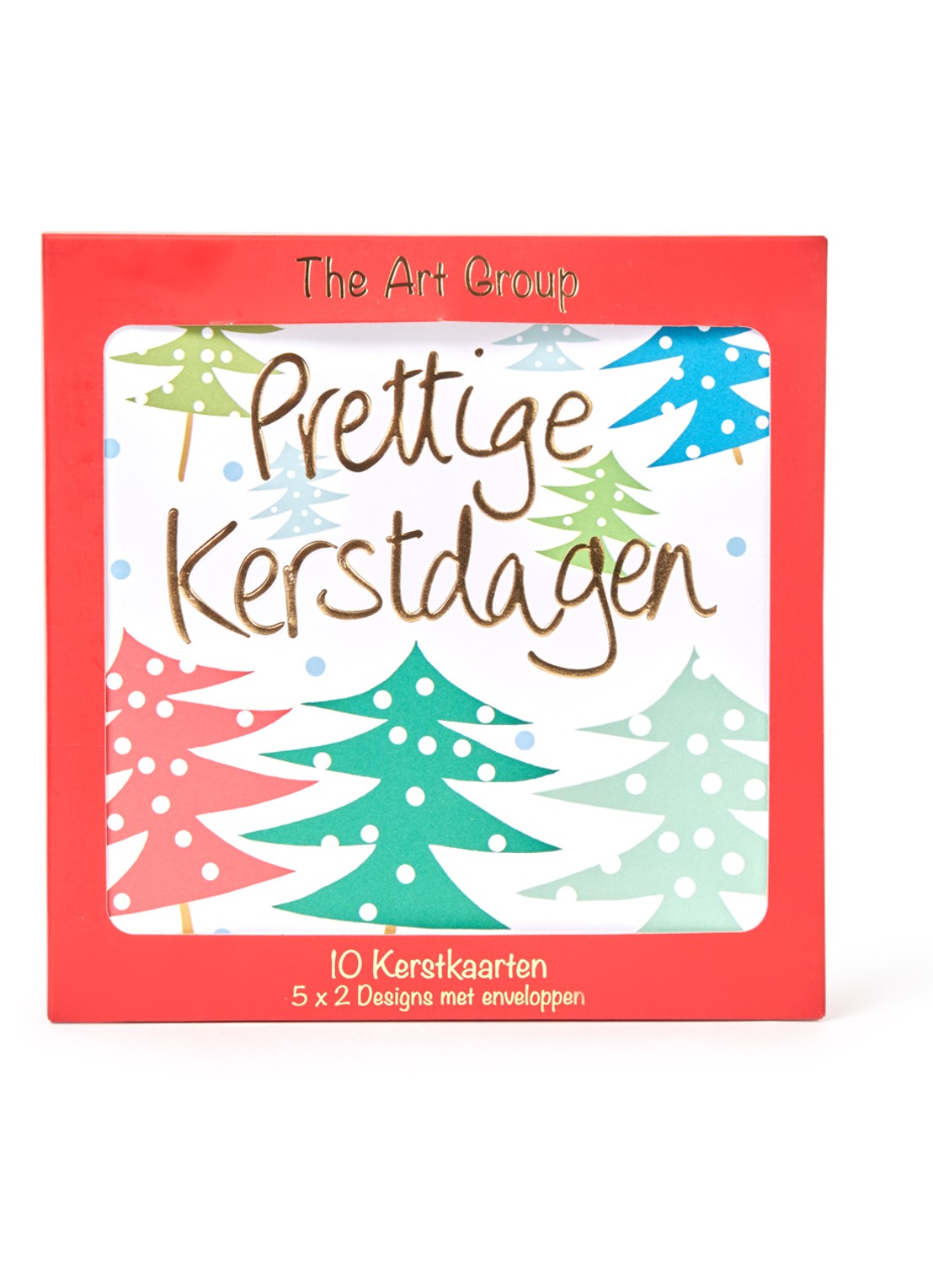 Art Group Kerst - 2 designs - kerstkaart met envelop - set van 10 - voorkant rood