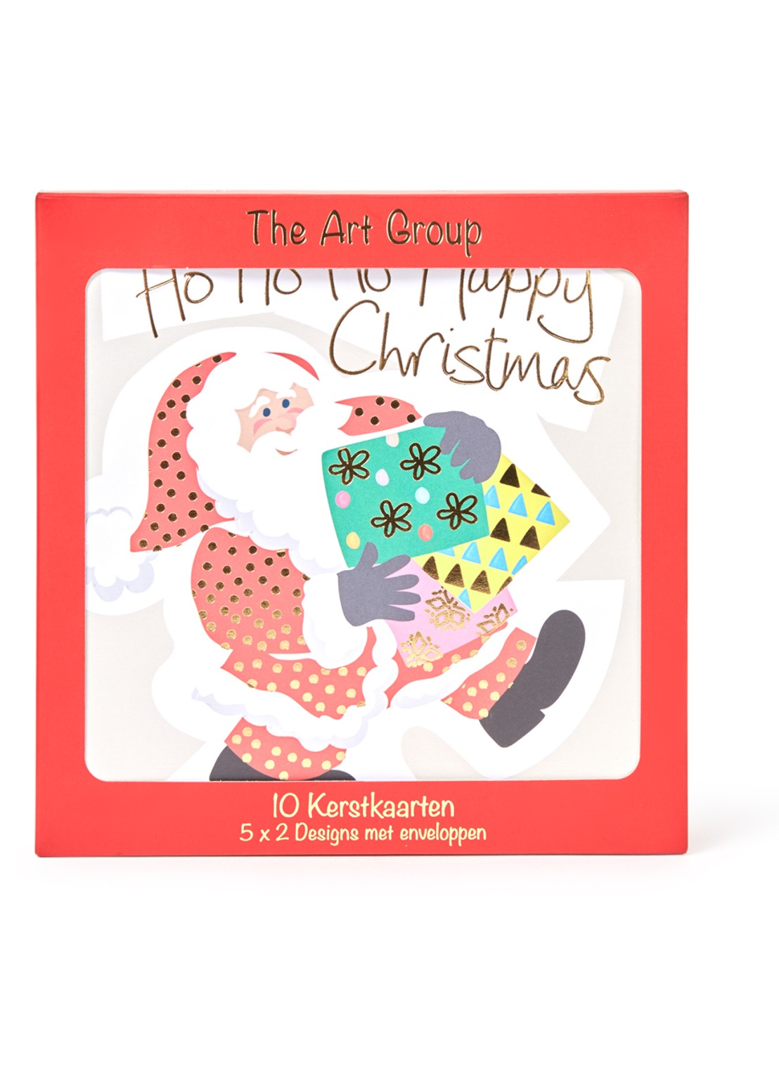 Art Group Kerst - 2 designs - kerstkaart met envelop - set van 10 - voorkant rood