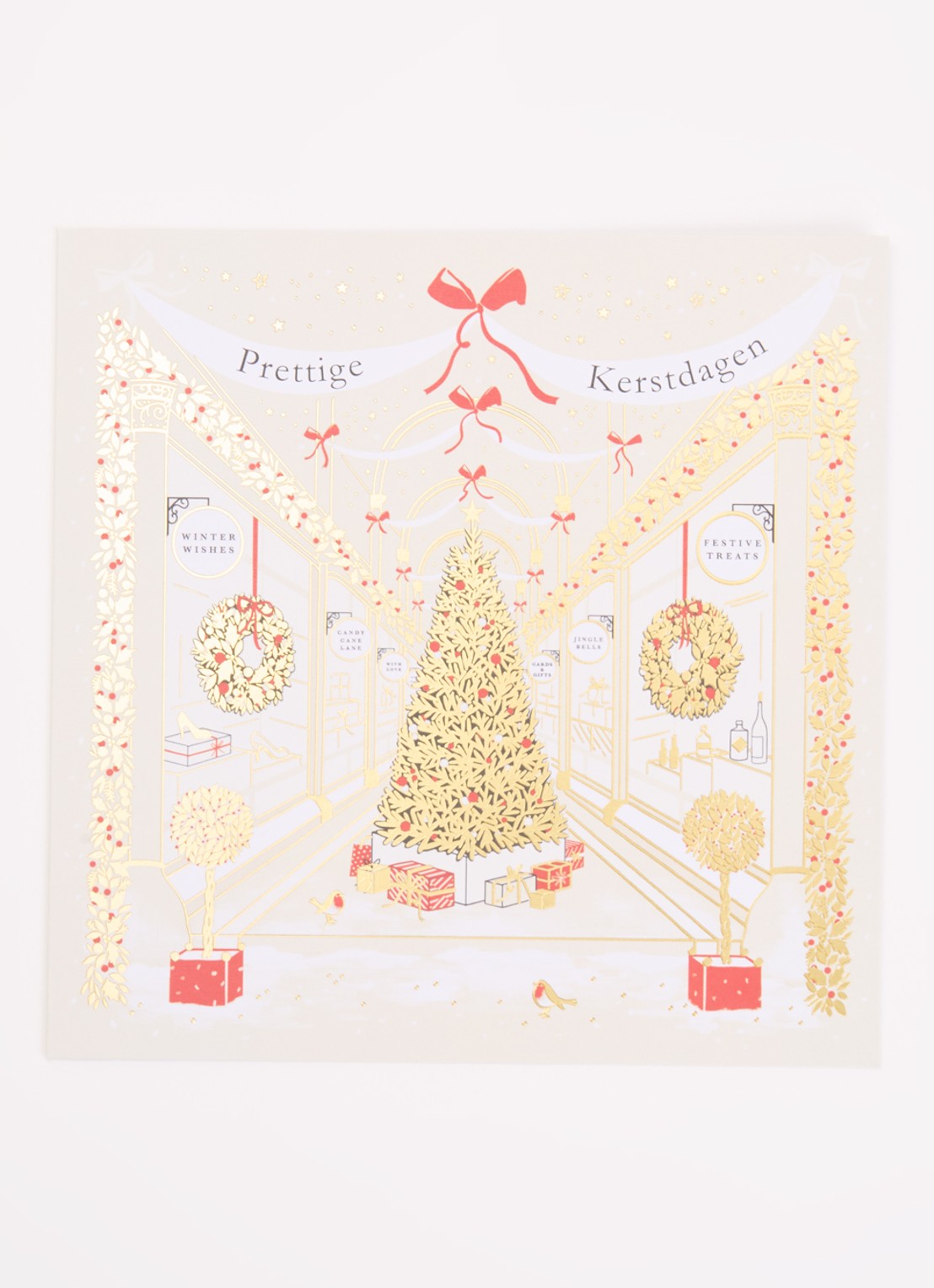 Art Group Kerstetalages kerstkaart - set van 10 inclusief enveloppen - voorkant 2 goud