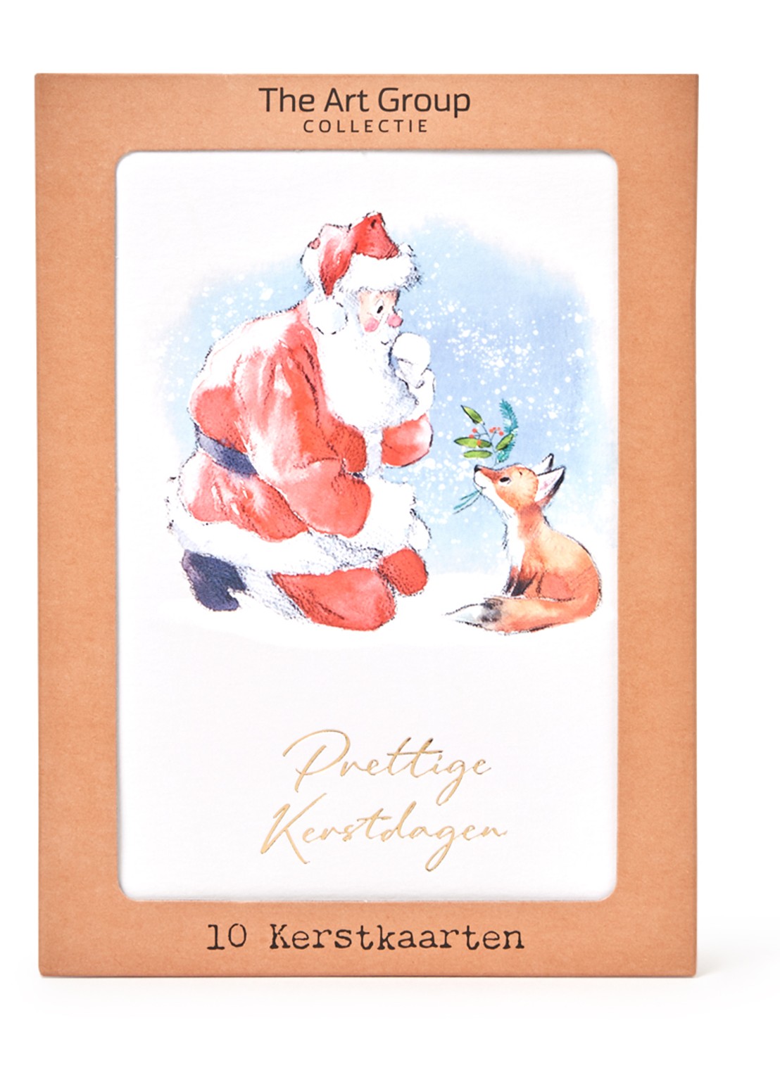 Art Group Kerstman - 1 design - kerstkaart met envelop - set van 10 - voorkant rood