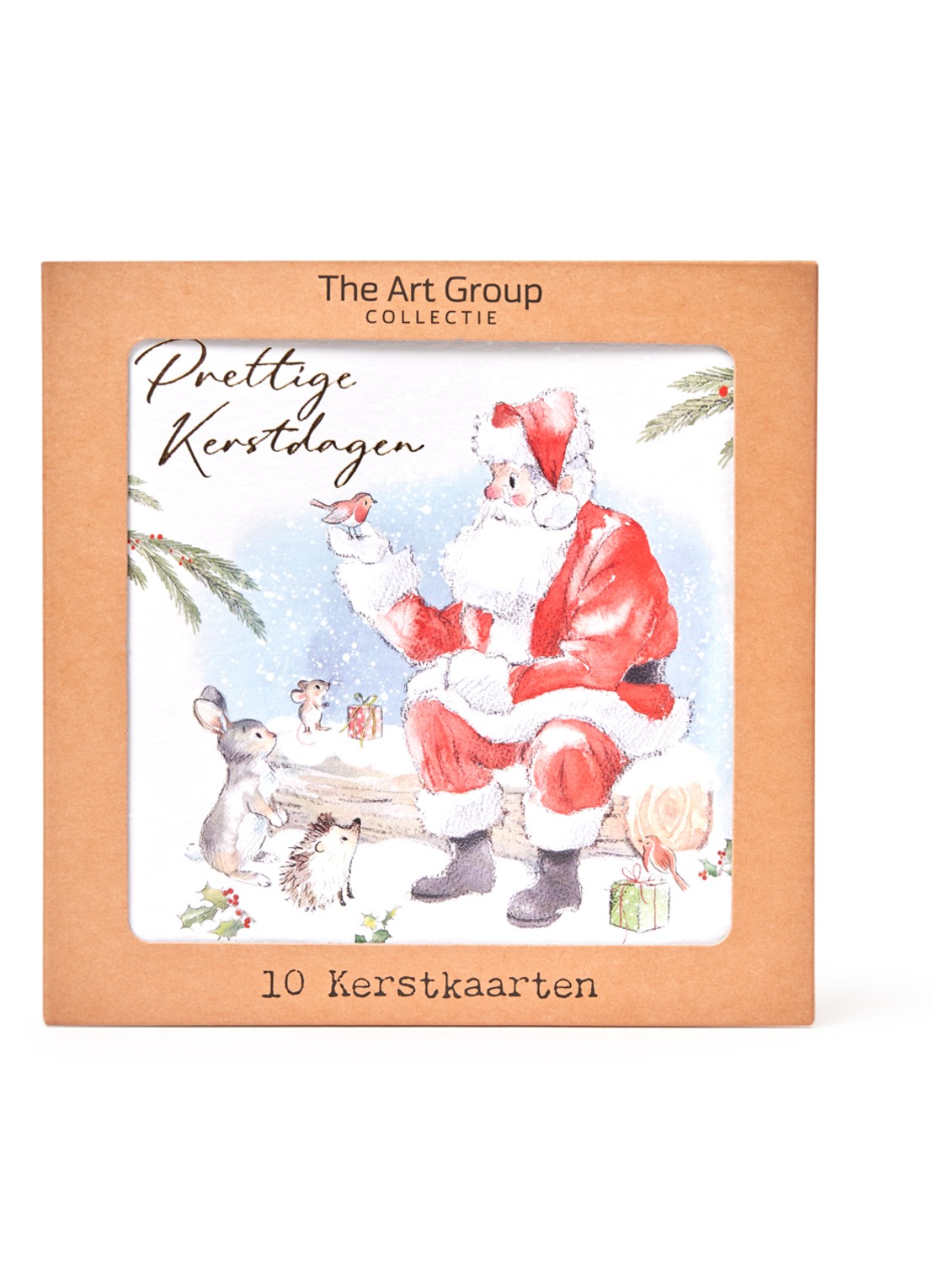 Art Group Kerstman - 1 design - kerstkaart met envelop - set van 10 - voorkant rood