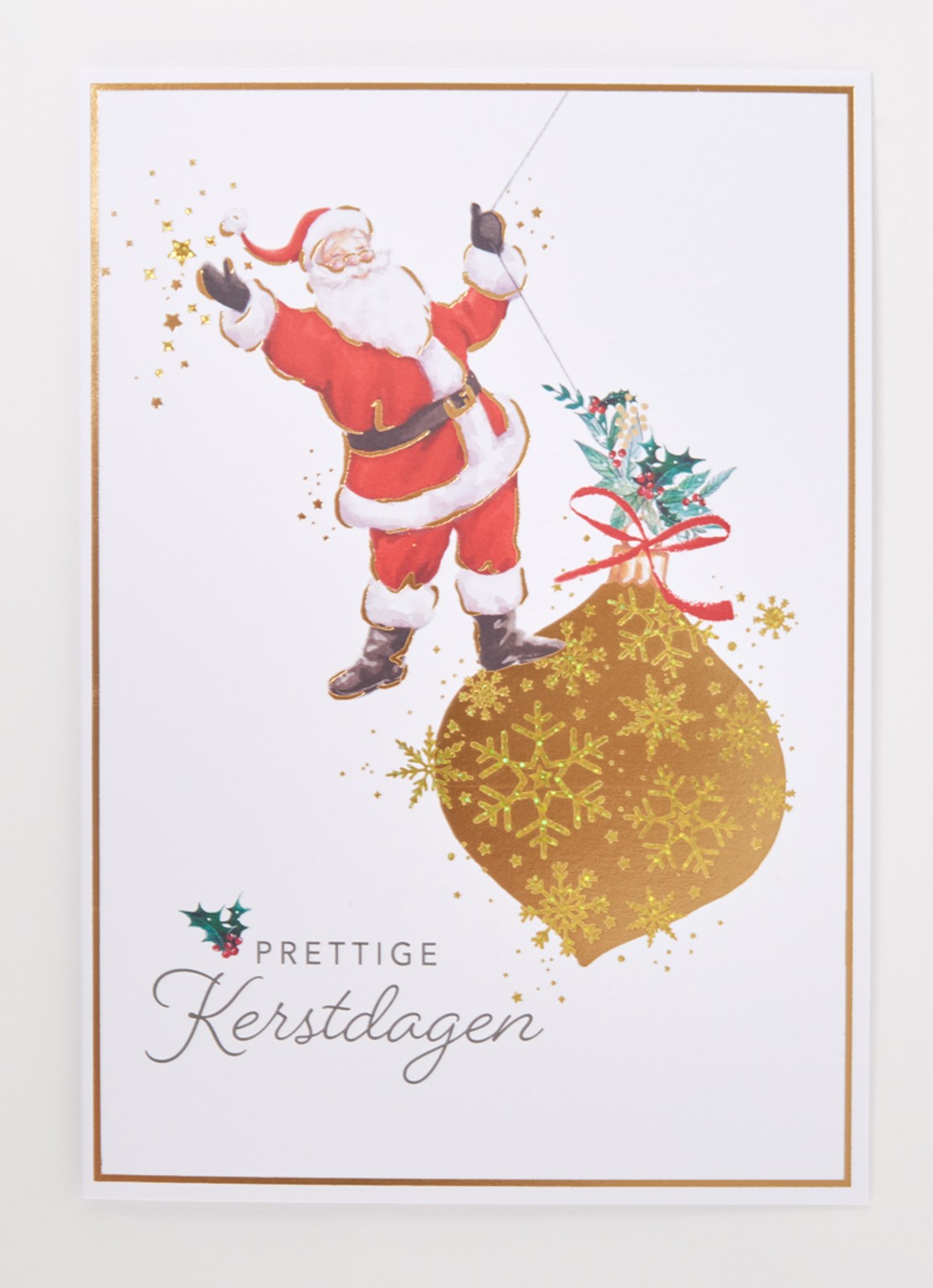 Art Group Kerstman - 1 design - luxe kerstkaart met envelop - set van 8 - voorkant 2 goud