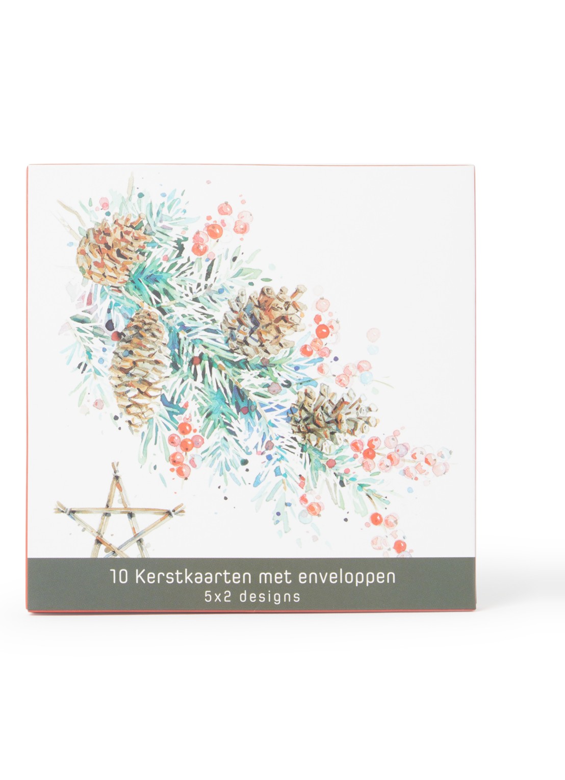 Art Group Kersttakken kerstkaart - 2 designs - set van 10 inclusief enveloppen - voorkant wit