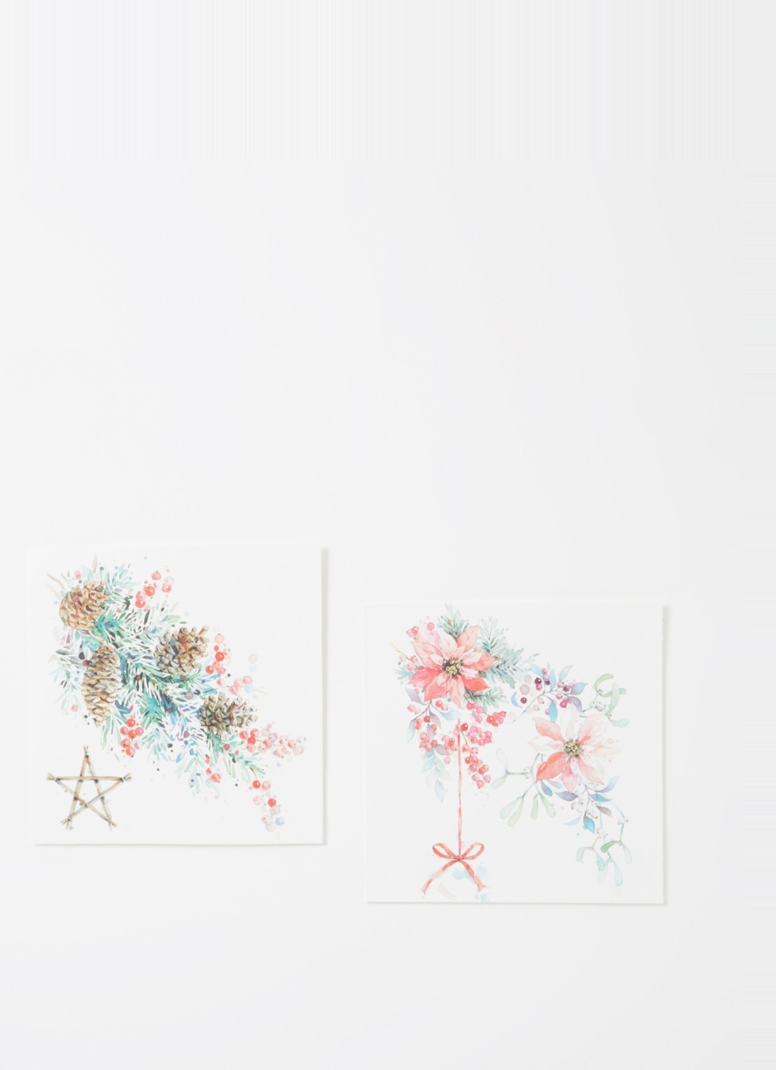 Art Group Kersttakken kerstkaart - 2 designs - set van 10 inclusief enveloppen - voorkant 2 wit
