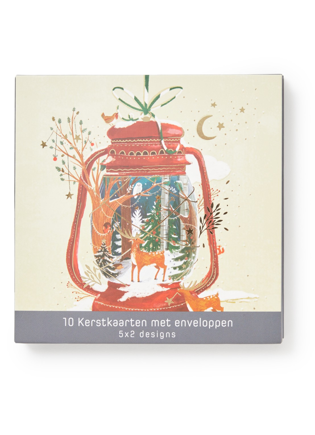 Art Group Lantaarn kerstkaart - 2 designs - set van 10 inclusief enveloppen - voorkant multicolor