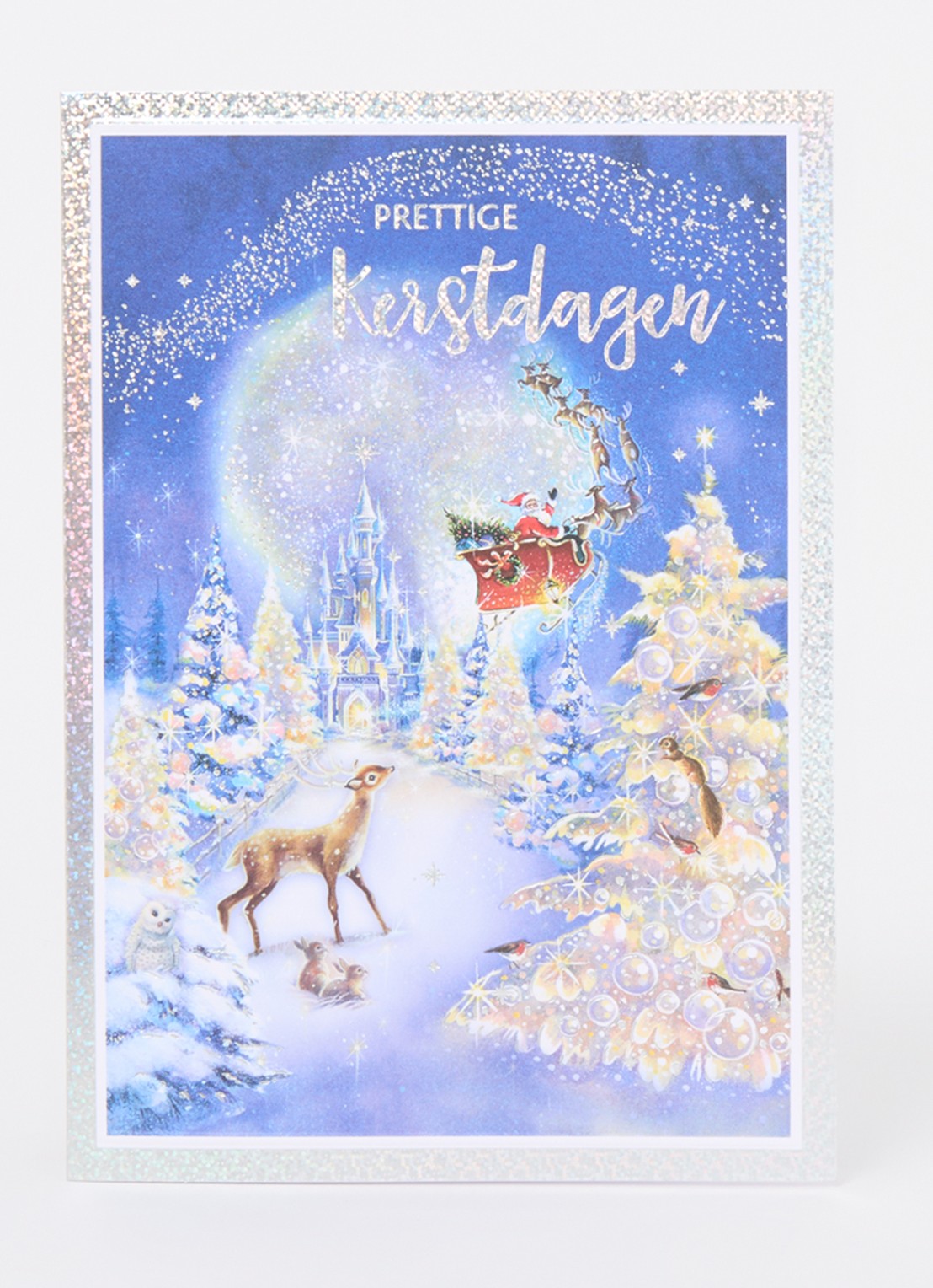 Art Group Magisch kersttafereel - 1 design - luxe kerstkaart met envelop - set van 8 - voorkant 2 donkerblauw