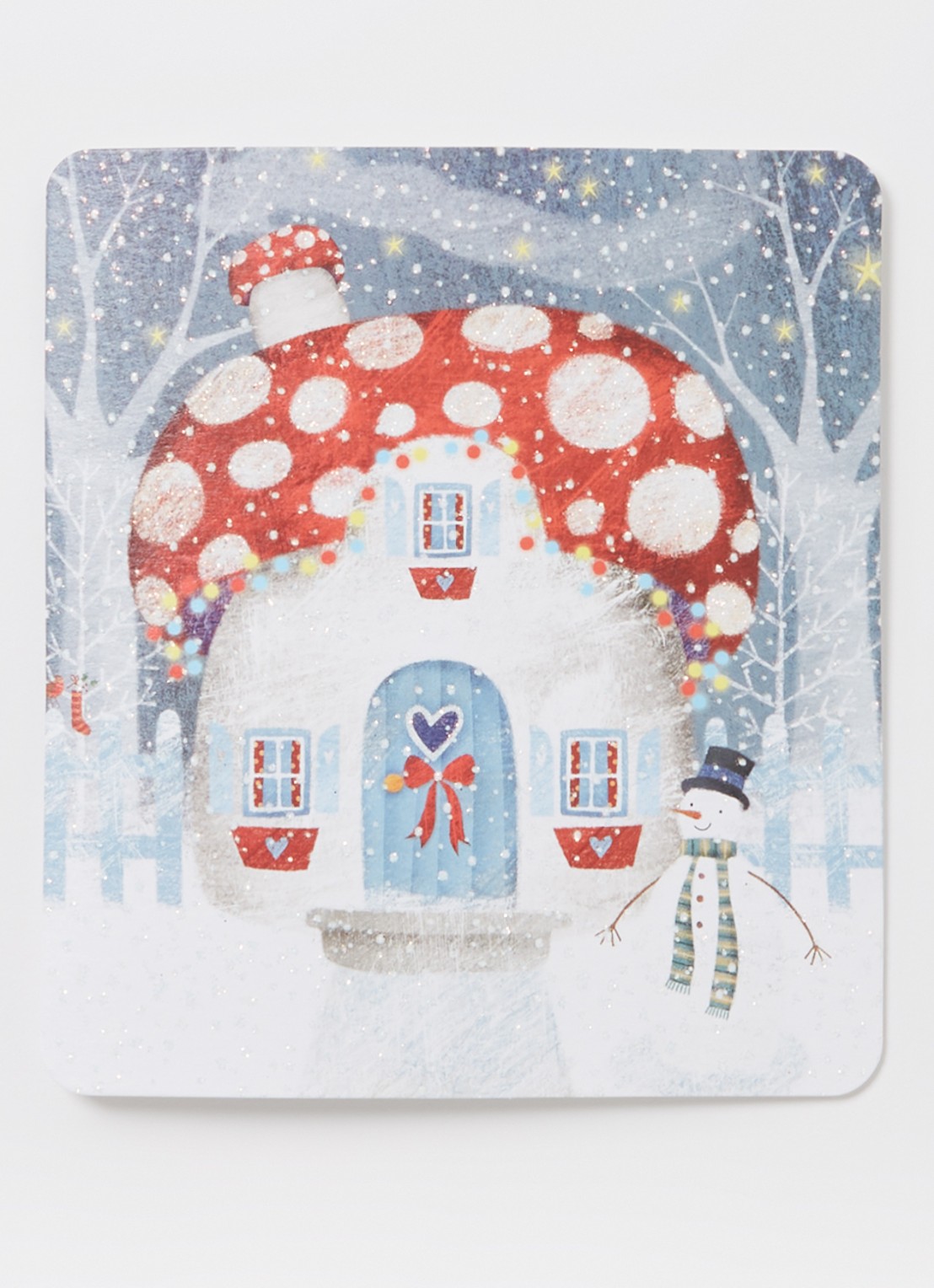 Art Group Paddenstoelhuisje kerstkaart - 1 design - set van 8 inclusief enveloppen - voorkant 2 donkerblauw