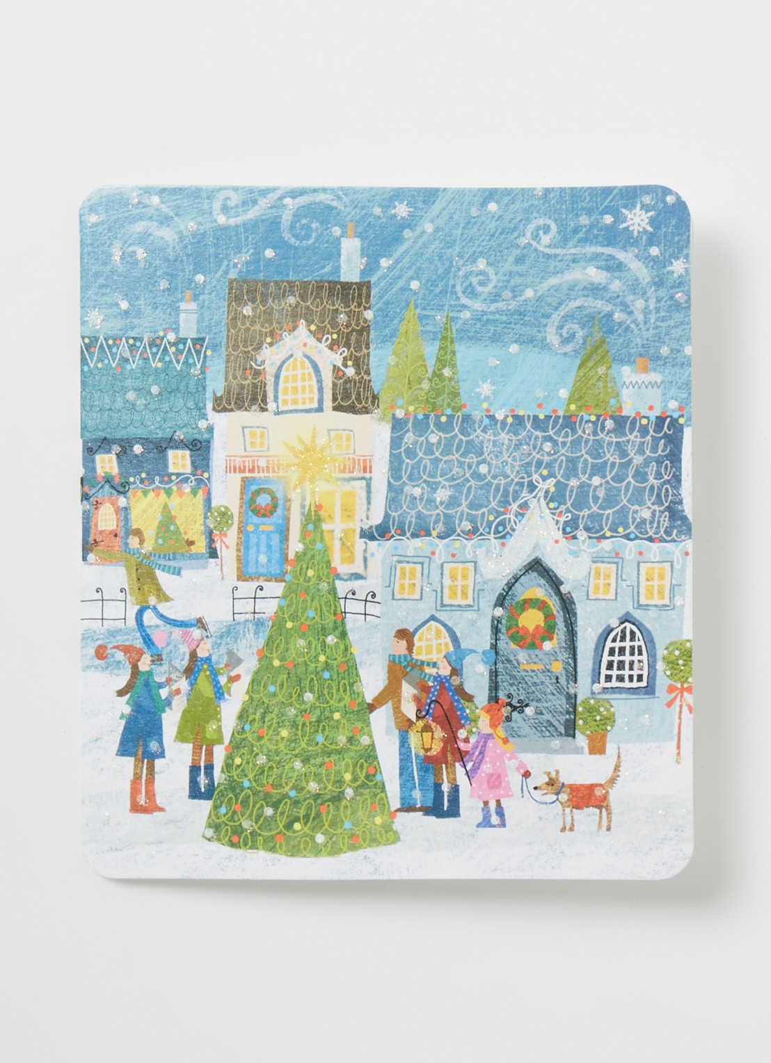 Art Group Rond de kerstboom kerstkaart - 1 design - set van 8 inclusief enveloppen - voorkant 2 blauw