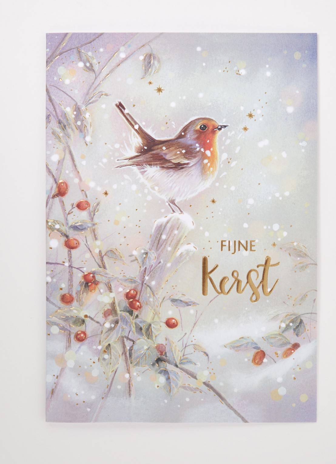 Art Group Vogel - 1 design - luxe kerstkaart met envelop - set van 8 - voorkant 2 bruin