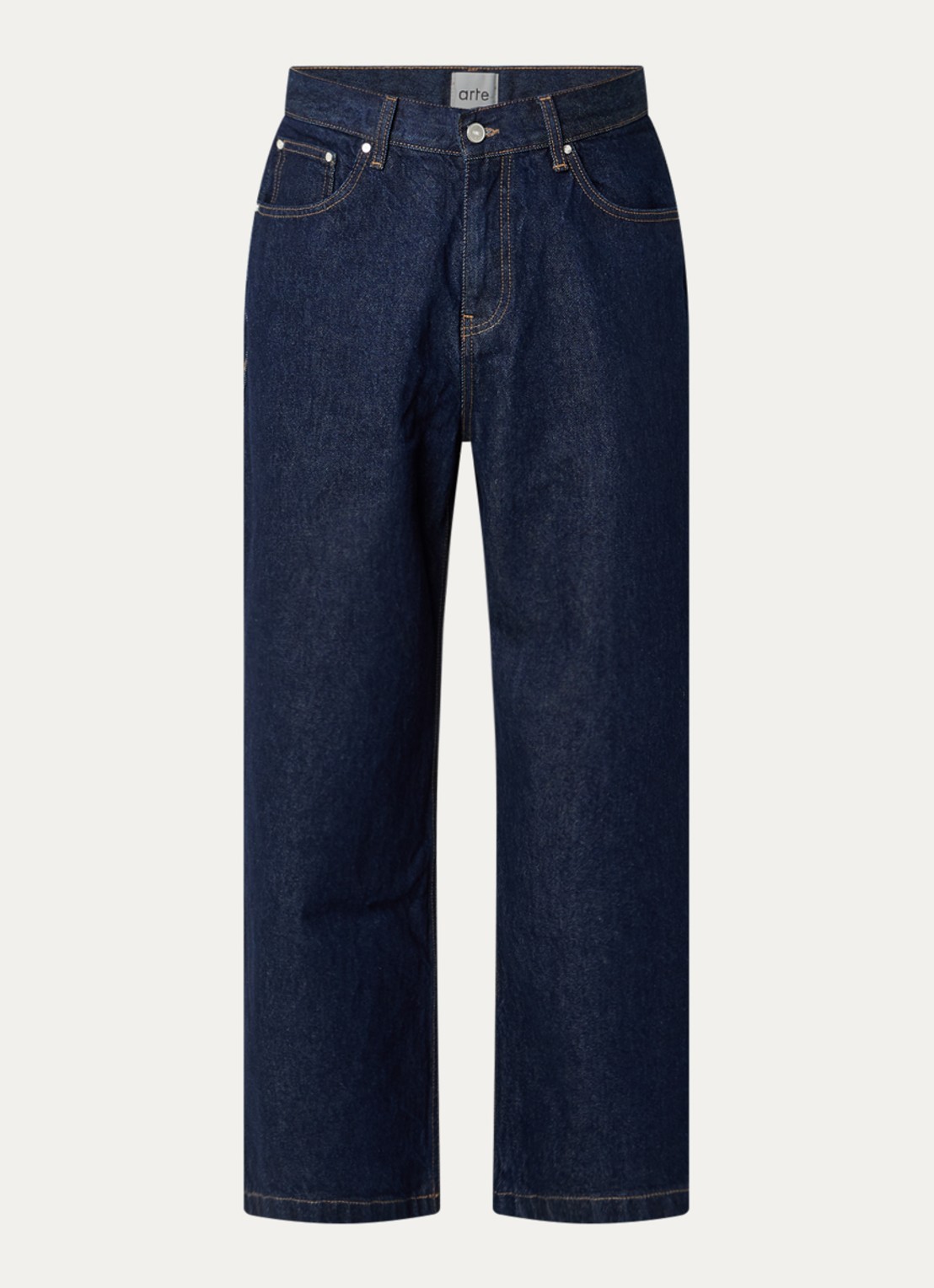 Arte Antwerp Big A Uniform loose fit jeans met gekleurde wassing en backprint - voorkant indigo