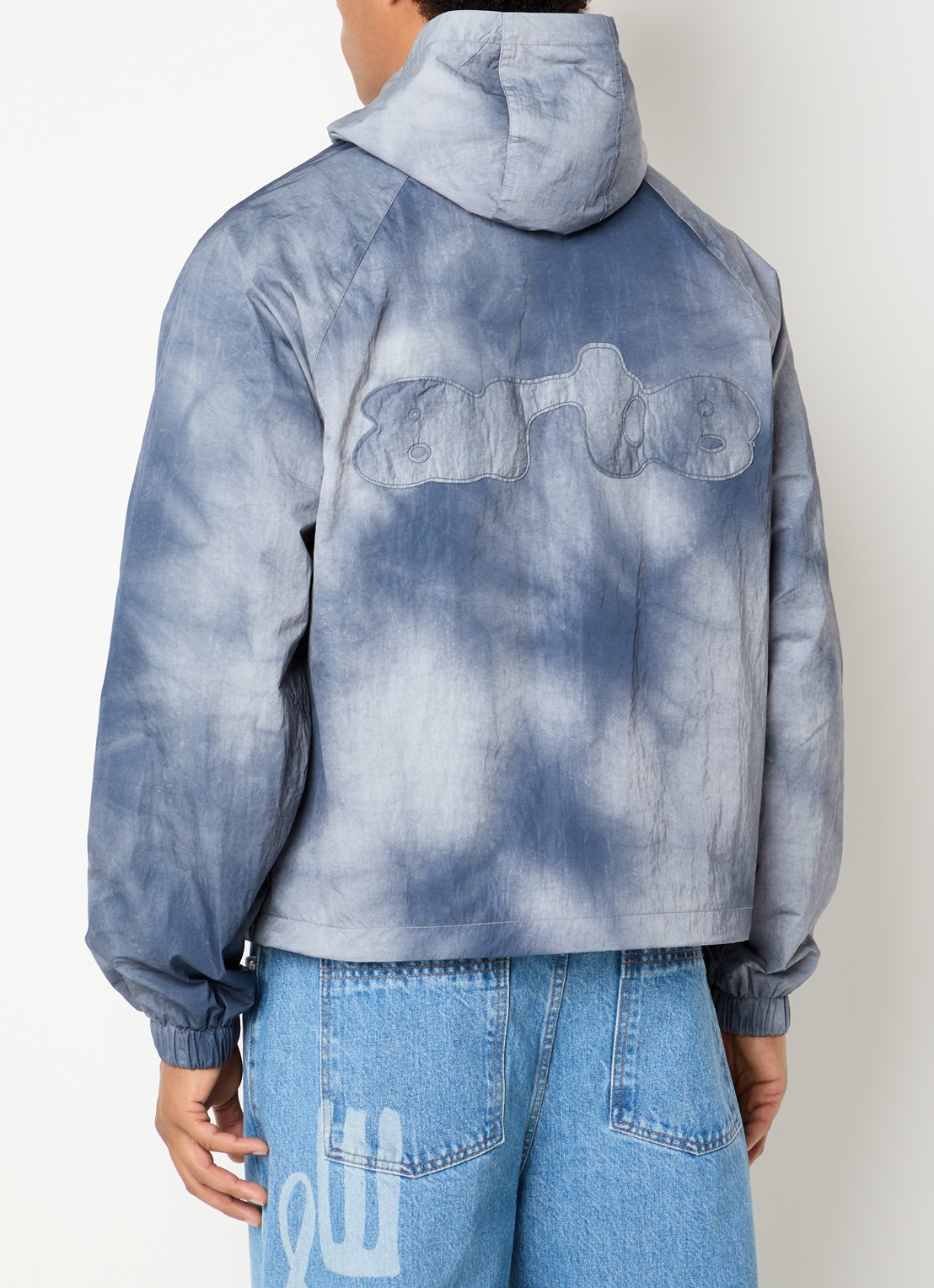 Arte Antwerp Faded regenjas met logo en steekzakken - achterkant donkerblauw