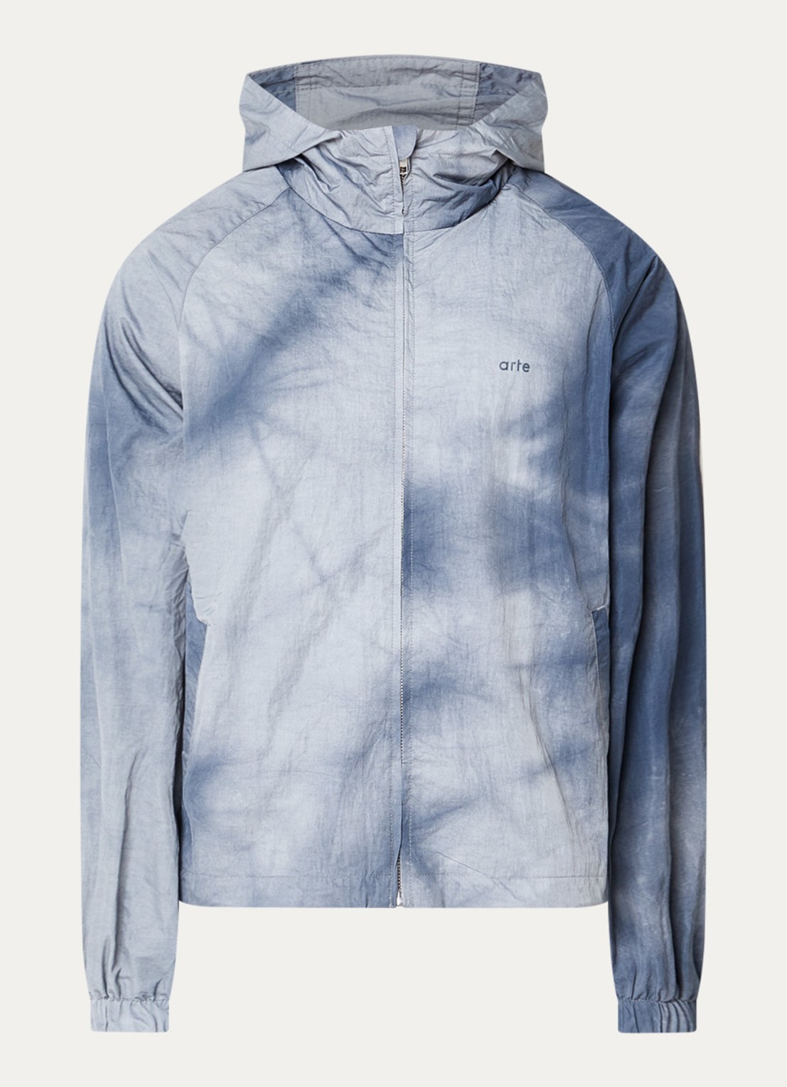 Arte Antwerp Faded regenjas met logo en steekzakken - voorkant 2 donkerblauw