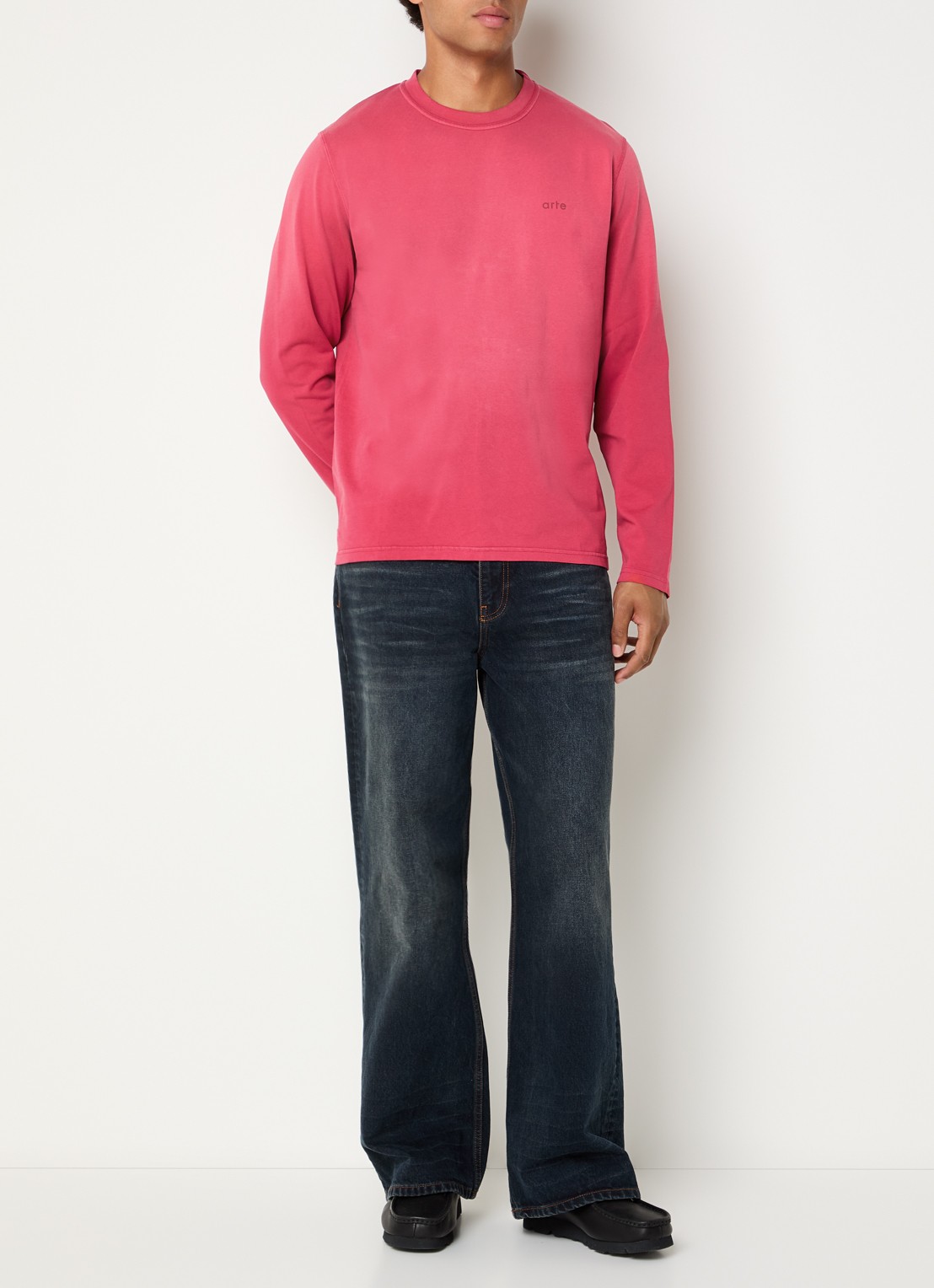 Arte Antwerp Fadeout longsleeve met logo- en backprint - voorkant 2 bordeauxrood