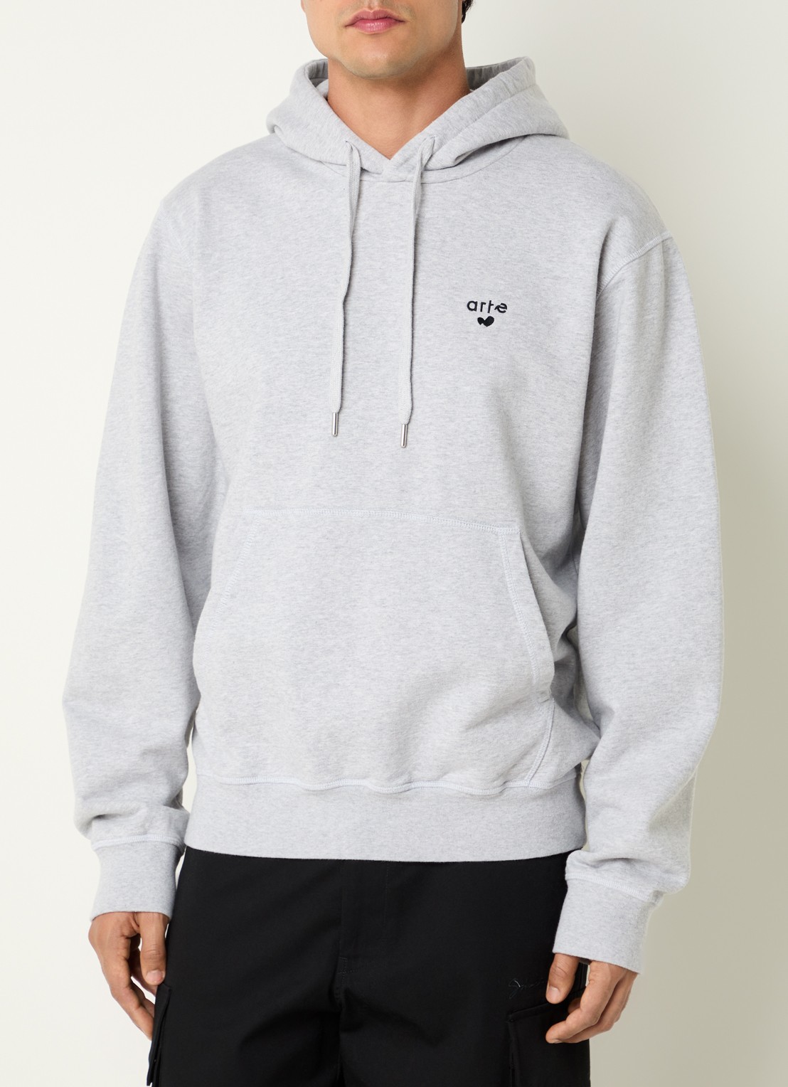 Arte Antwerp Heart hoodie met logo - detail grijsmele