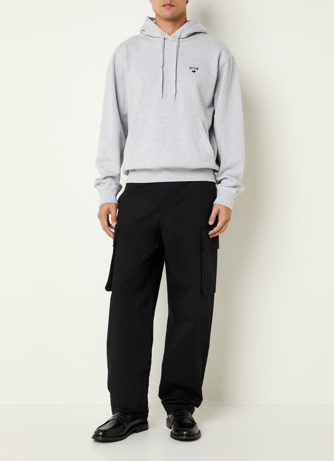 Arte Antwerp Heart hoodie met logo - voorkant 4 grijsmele