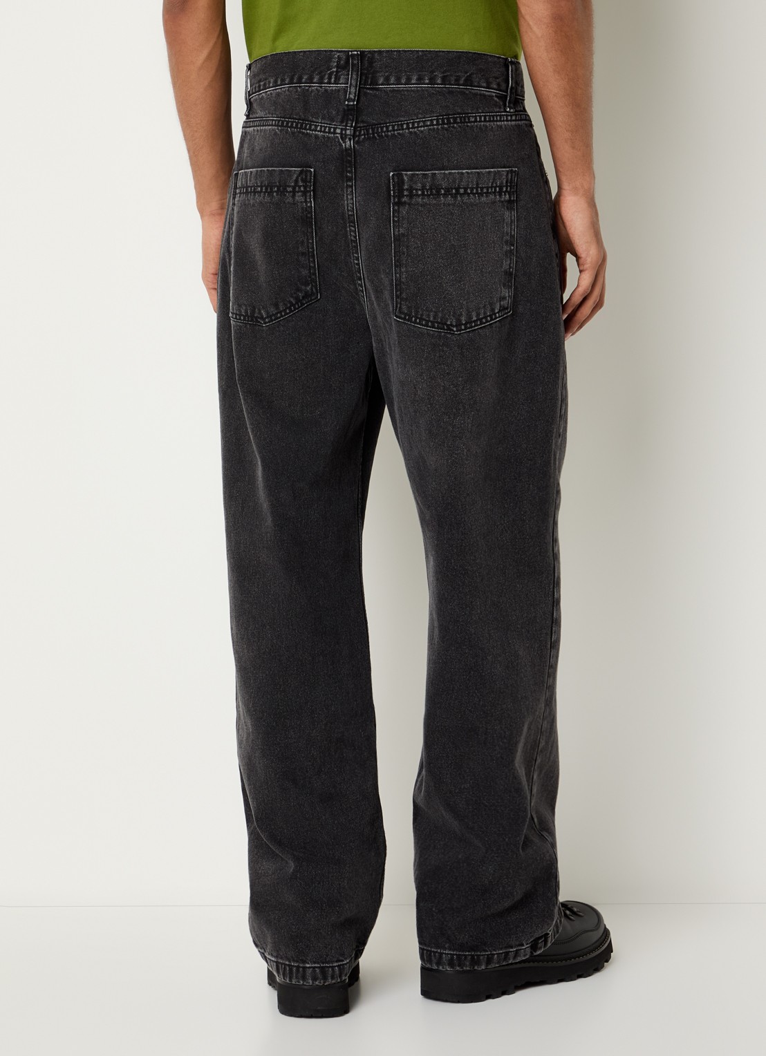 Arte Antwerp Heart Pocket loose fit jeans met gekleurde wassing en logoborduring - achterkant 3 zwart