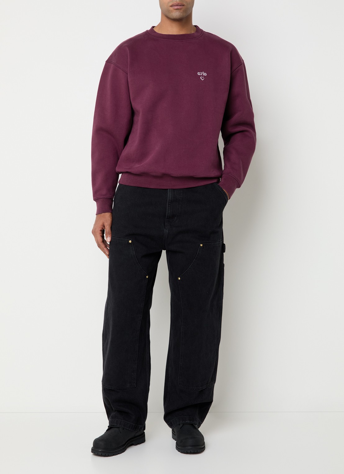 Arte Antwerp Heart sweater met logo - voorkant 3 bordeauxrood
