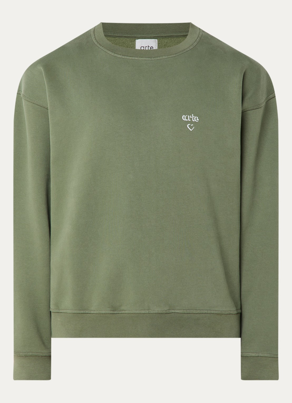 Arte Antwerp Heart sweater met logo - voorkant 2 legergroen
