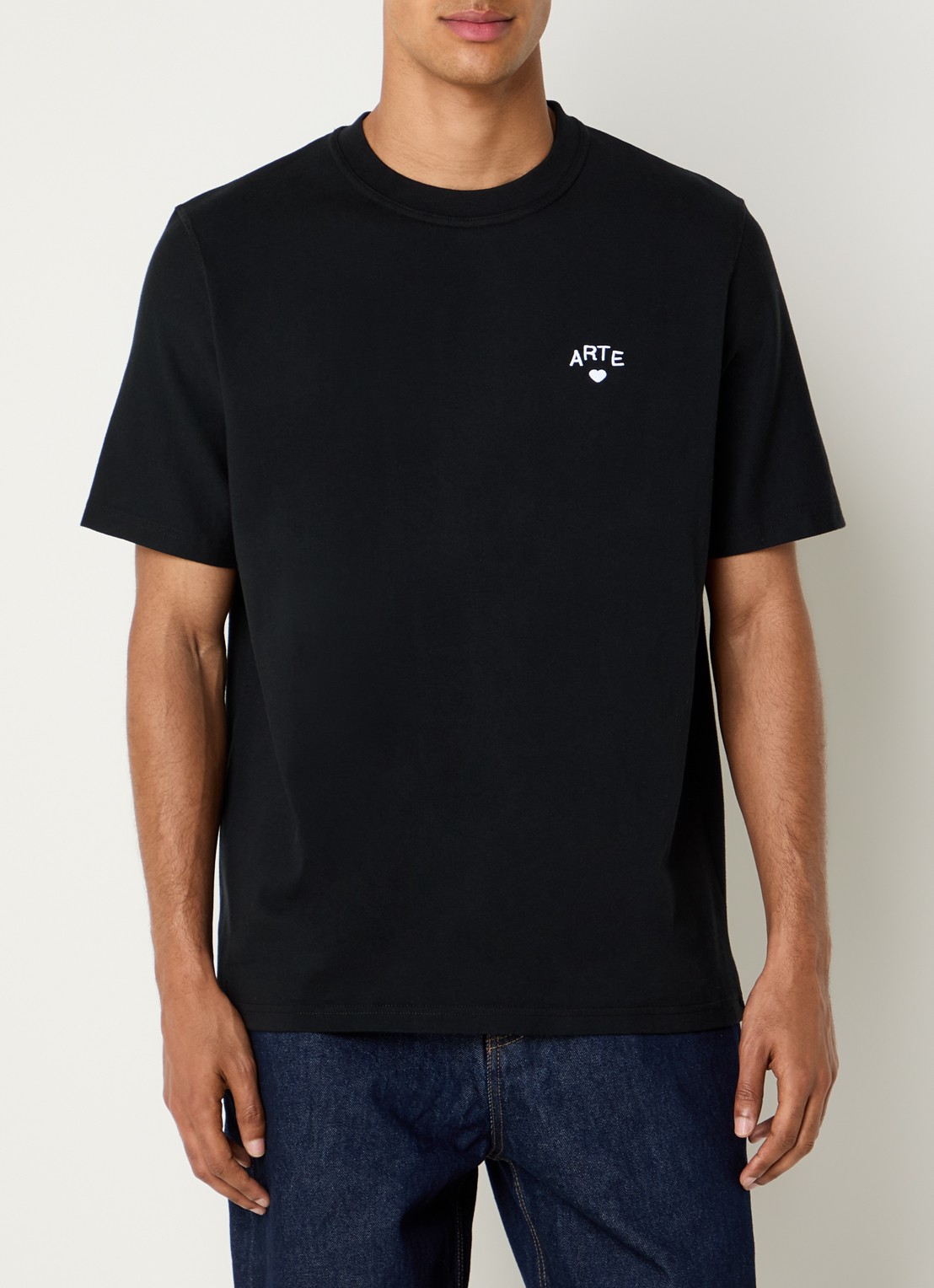 Arte Antwerp Heart T-shirt met logoborduring - detail zwart