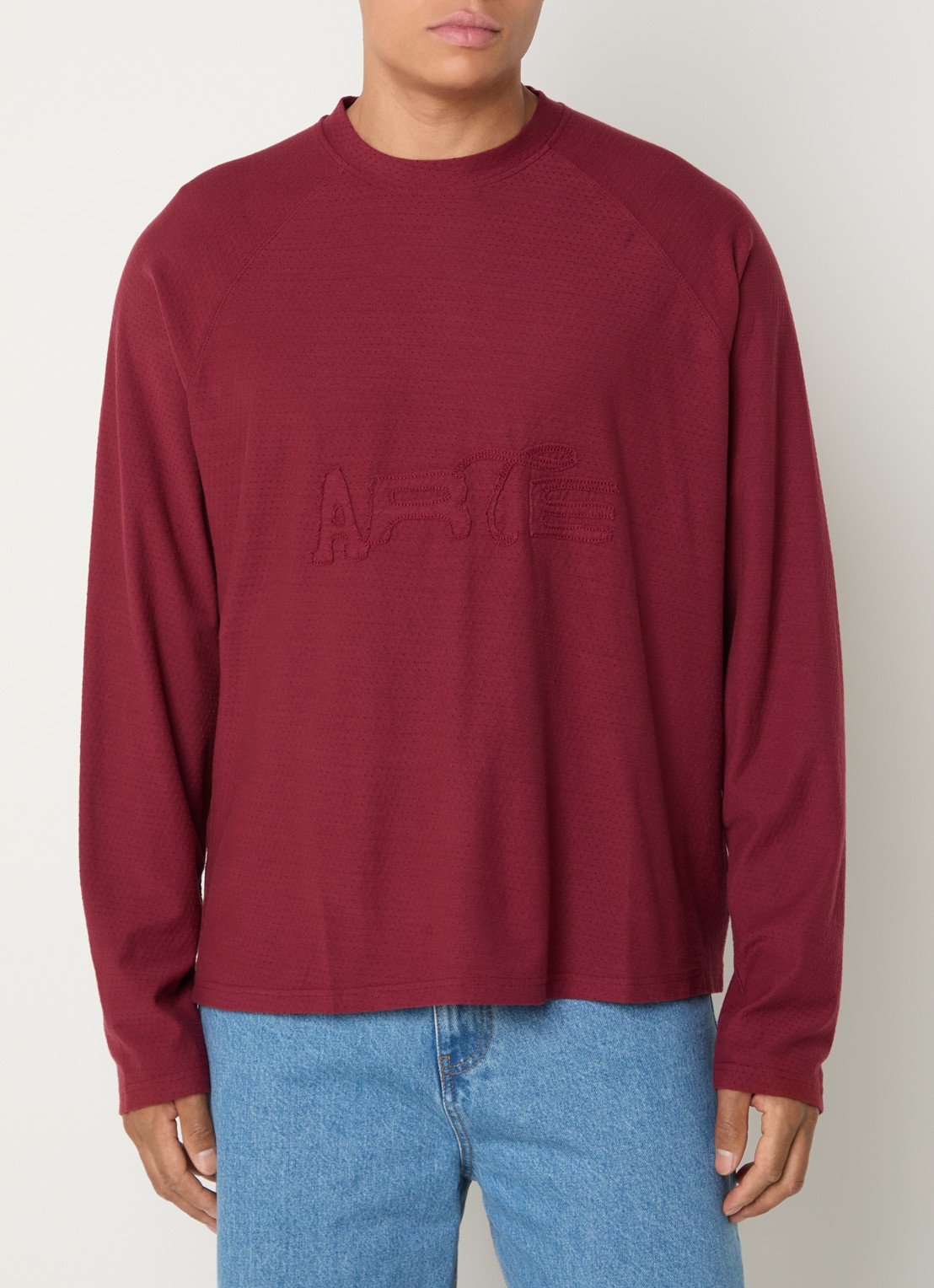 Arte Antwerp Longsleeve met logoborduring - detail 2 bordeauxrood