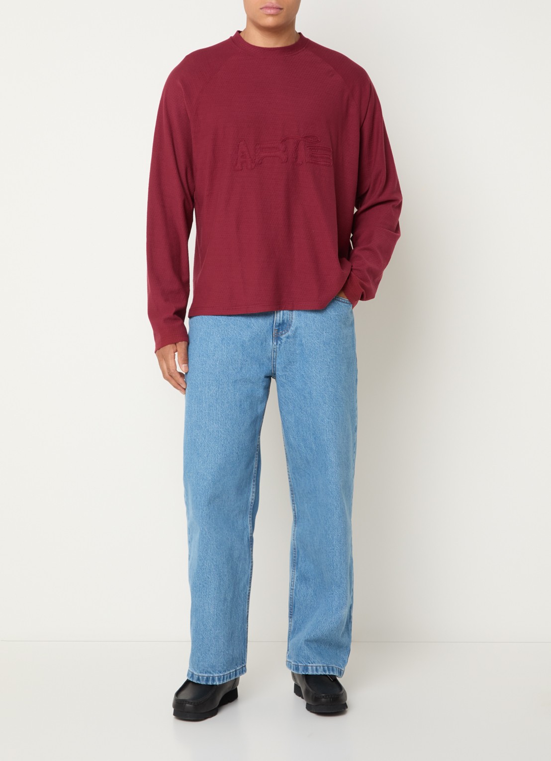 Arte Antwerp Longsleeve met logoborduring - voorkant 4 bordeauxrood