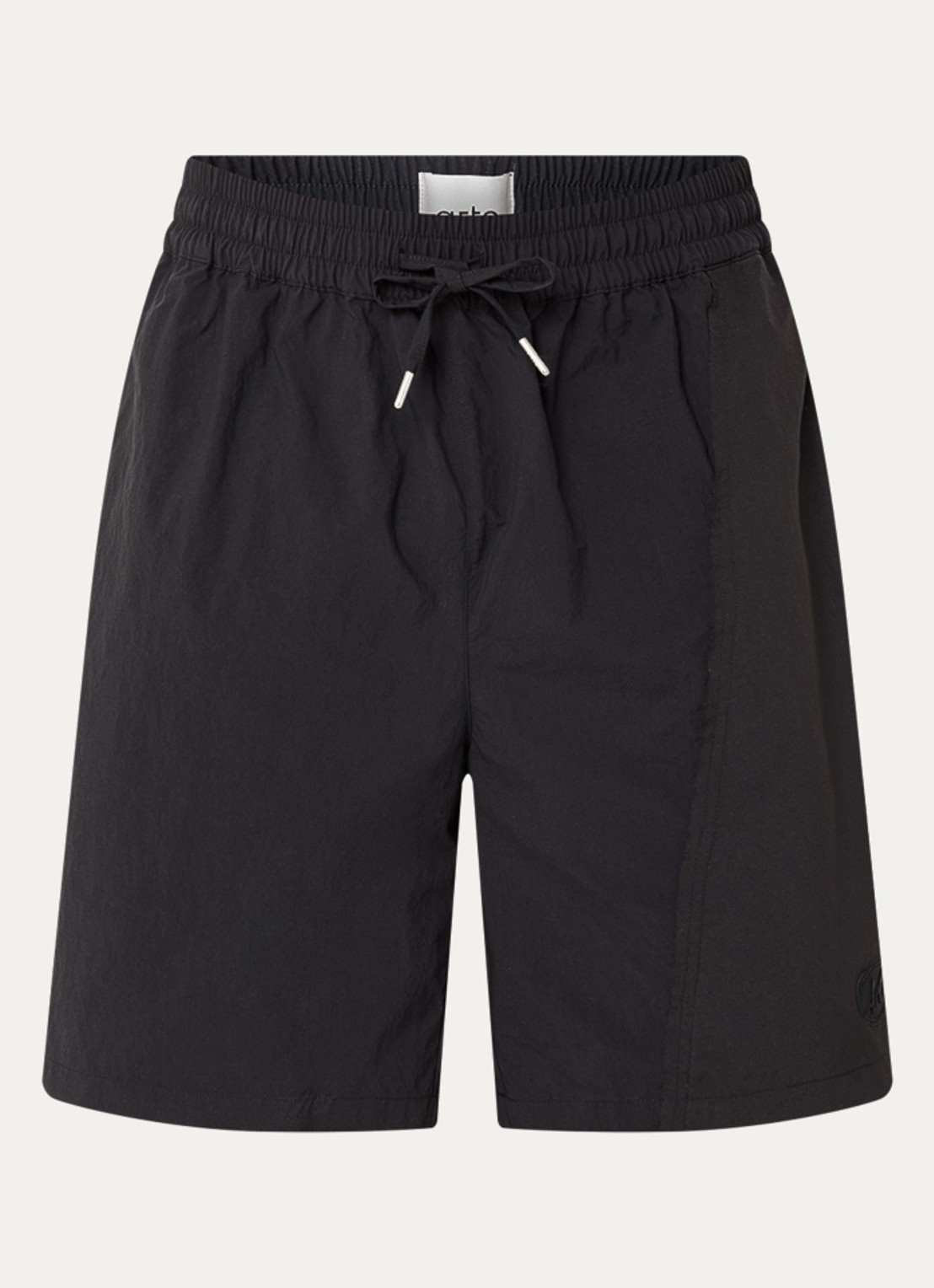 Arte Antwerp Loose fit korte broek met steekzakken en logoborduring - voorkant 2 zwart